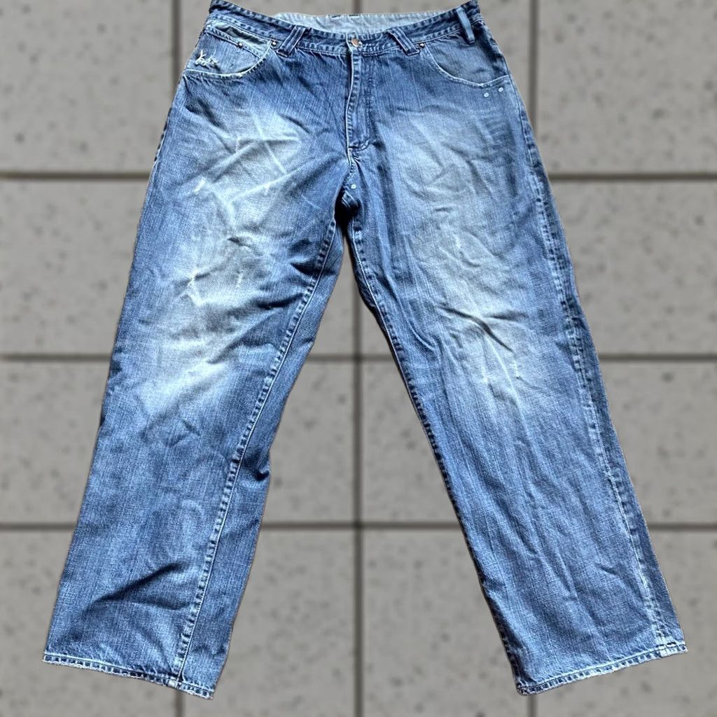 Jordan Brand VINTAGE Air Jordan Jeans Baggy 38x34 Mens 20th Anniversary 2005 Denim Blue Wide-Leg Casual 5-Pocket Mens Jumpman Size US 38 / EU 54 - 1 Thumbnail