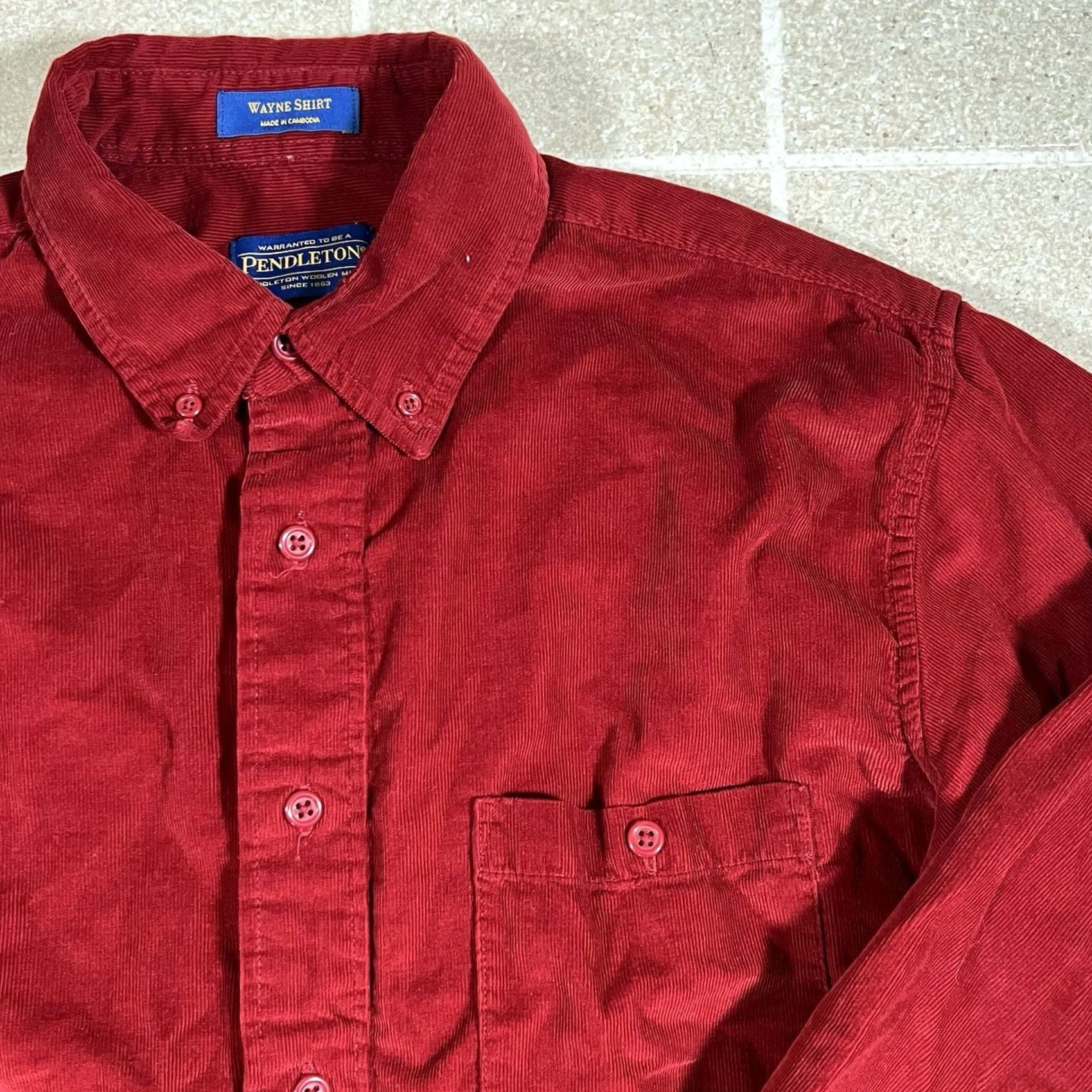 Pendleton VINTAGE Pendleton Shirt Mens L Red Corduroy Western Button-Up Workwear Long Sleeve Size US L / EU 52-54 / 3 - 3 Thumbnail