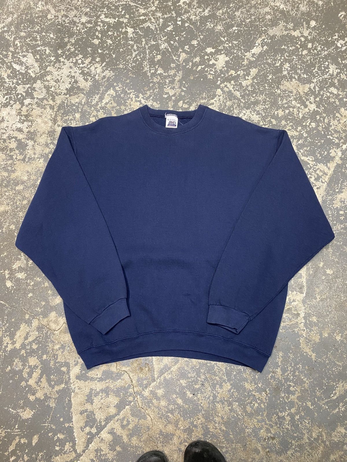 Vintage Vintage BVD Navy Blank Pullover Crewneck Sweatshirt USA Size US XL / EU 56 / 4 - 2 Thumbnail