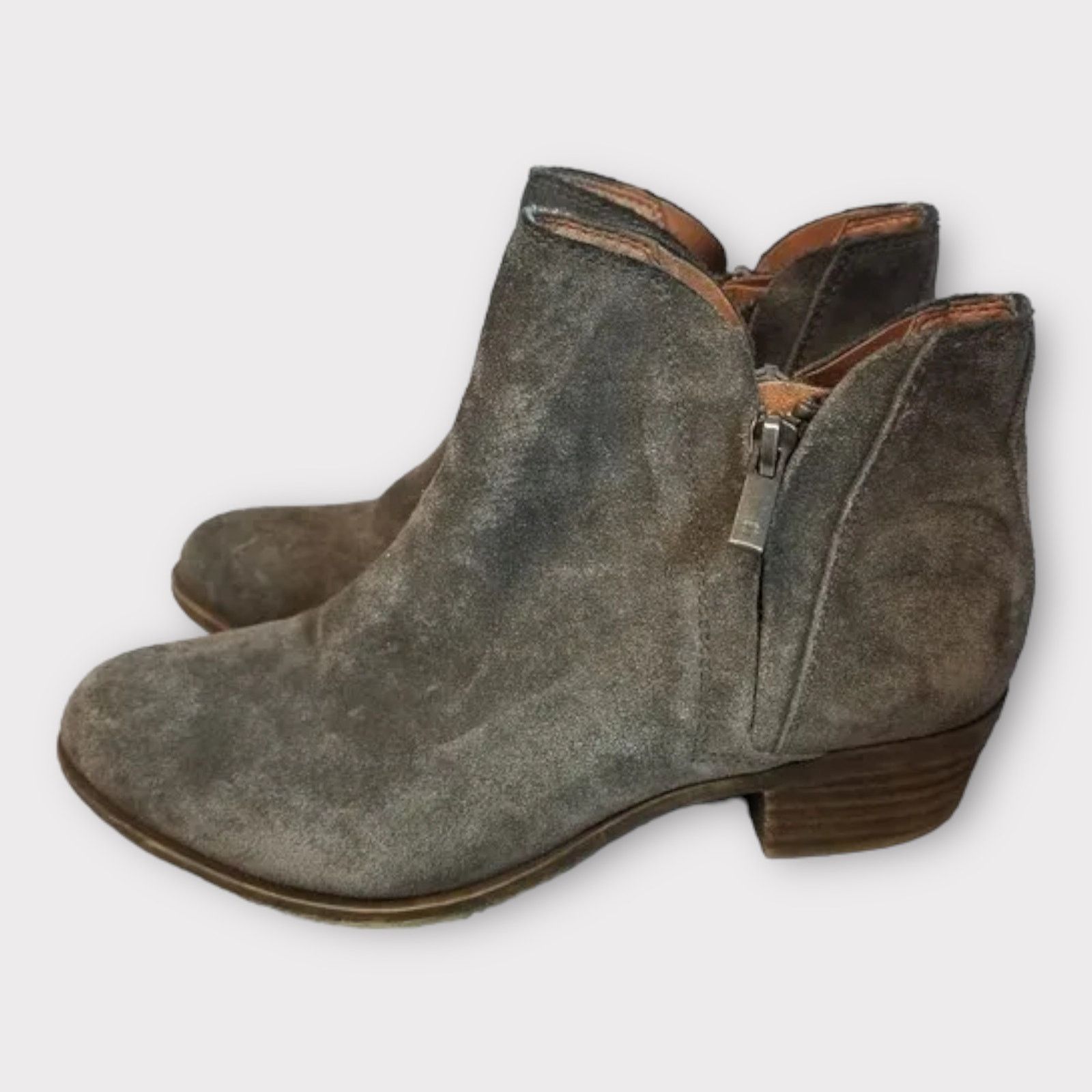 Lucky Brand Lucky Brand | Brenon Gray Suede Distressed Ankle Bootie Size US 9 / IT 39 - 3 Thumbnail