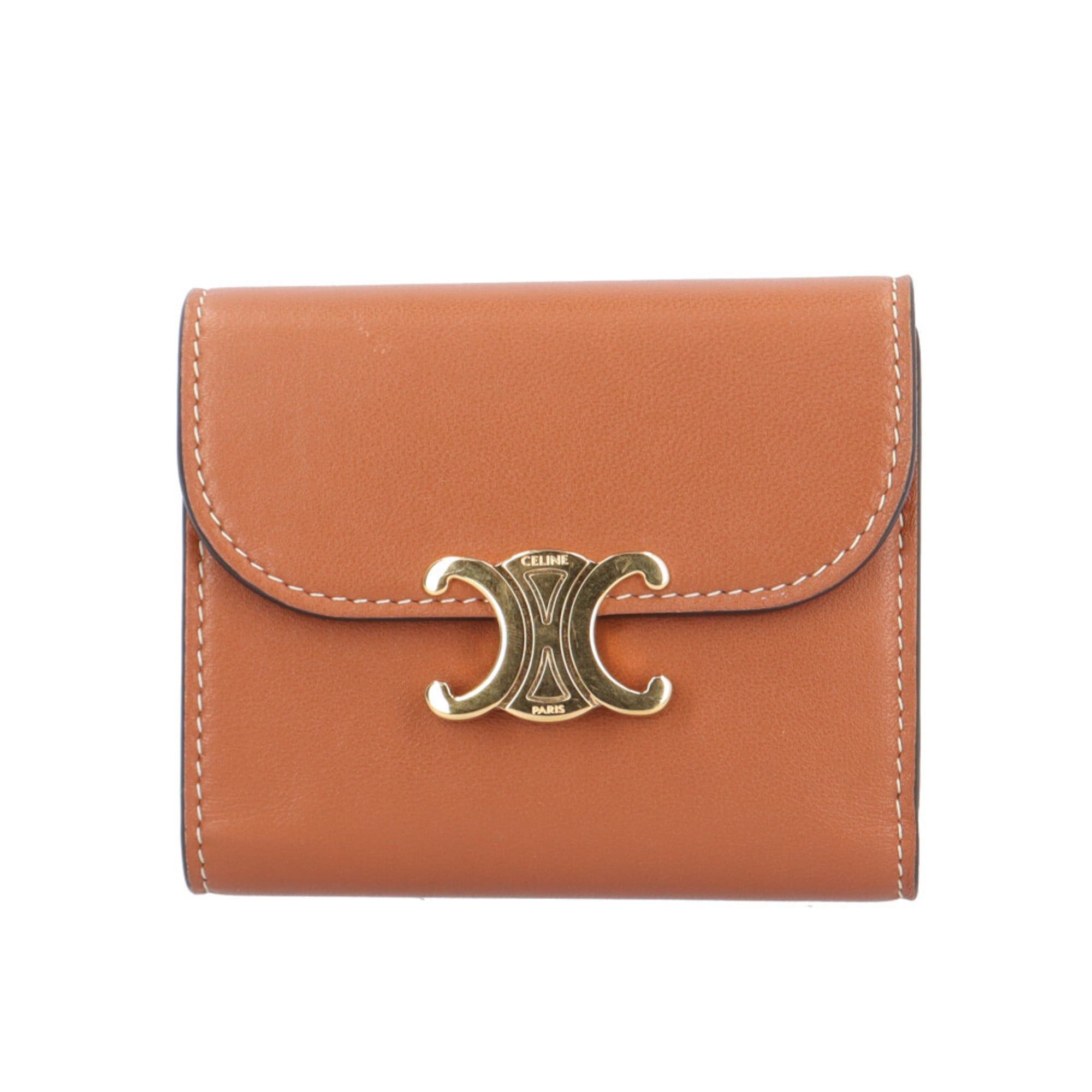 Pre-Owned Celine Triomphe Small Flap Wallet In Leather (10D783Bzg.04Lu) For Women in Brown