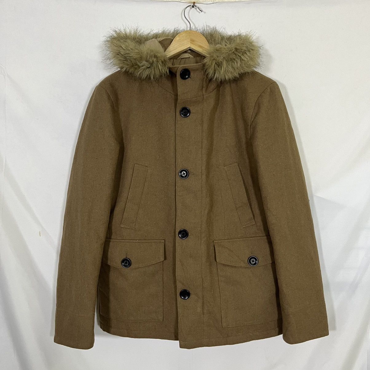 United Arrows BEAUTY & YOUTH UNITED ARROWS WOOL FUR HOODED JACKET Size L / US 10 / IT 46 - 9 Thumbnail