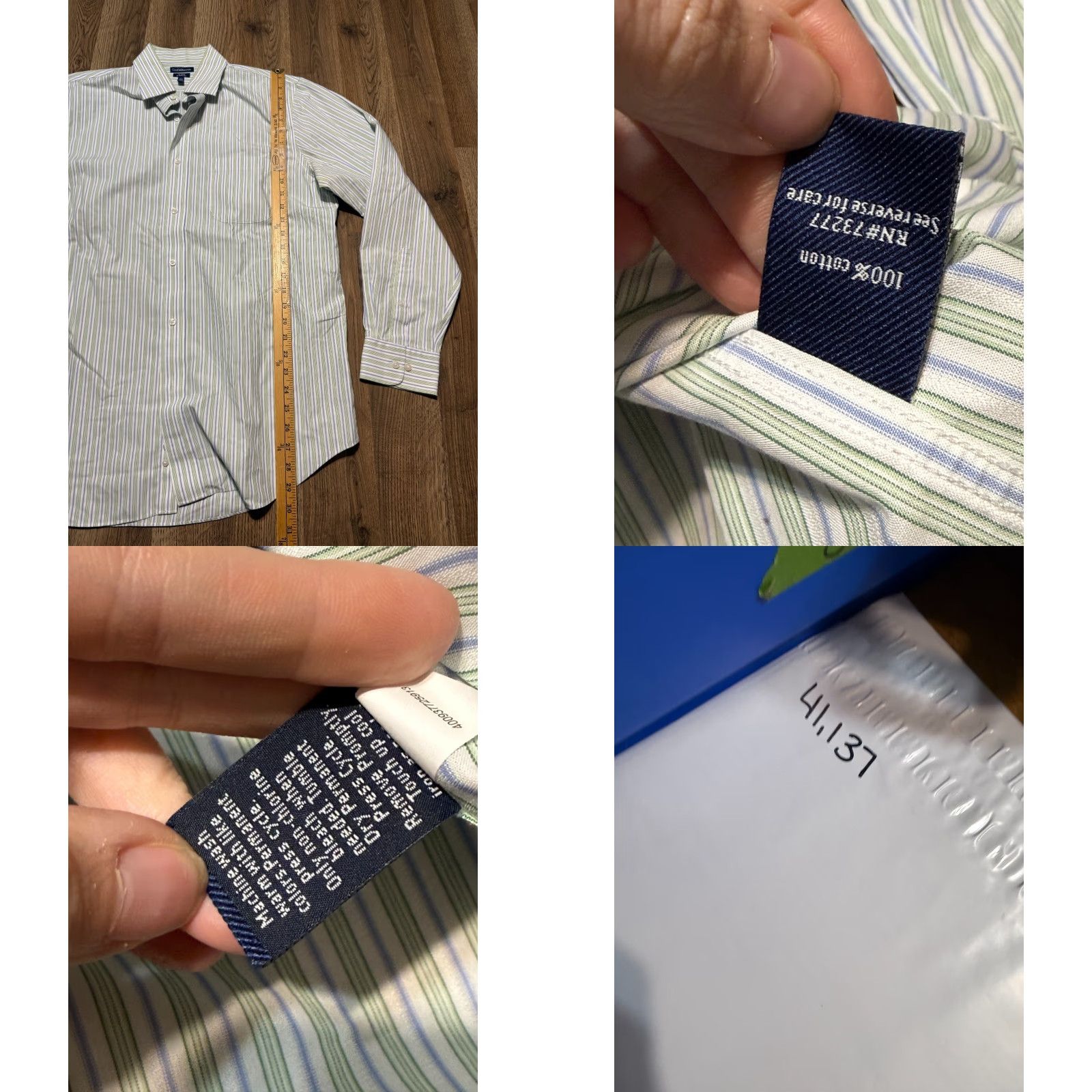 Croft & Barrow Croft & Barrow Shirt Mens 16.5 34/35 Button Up Classic Fit White Blue Green Casual Easy Care Size US XL / EU 56 / 4 - 8 Thumbnail