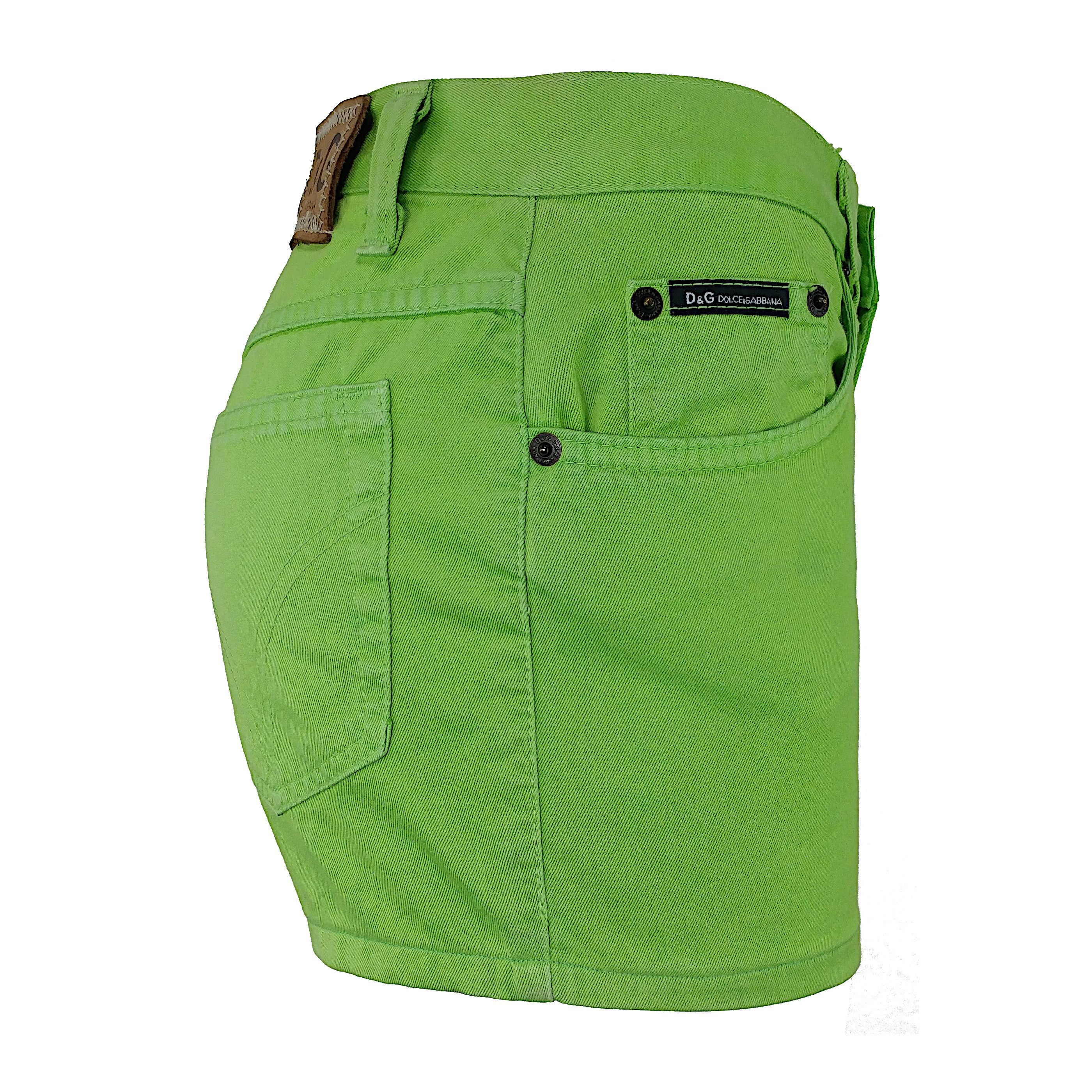 Dolce & Gabbana Archive Lime Green Denim Shorts - Late 90s/Y2K Size 27" / US 4 / IT 40 - 3 Thumbnail