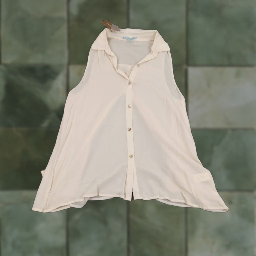 Pinko Moonlight Pink Semi Sheer Sleeveless Button Up Top Womens Medium Size M / US 6-8 / IT 42-44 - 1 Thumbnail