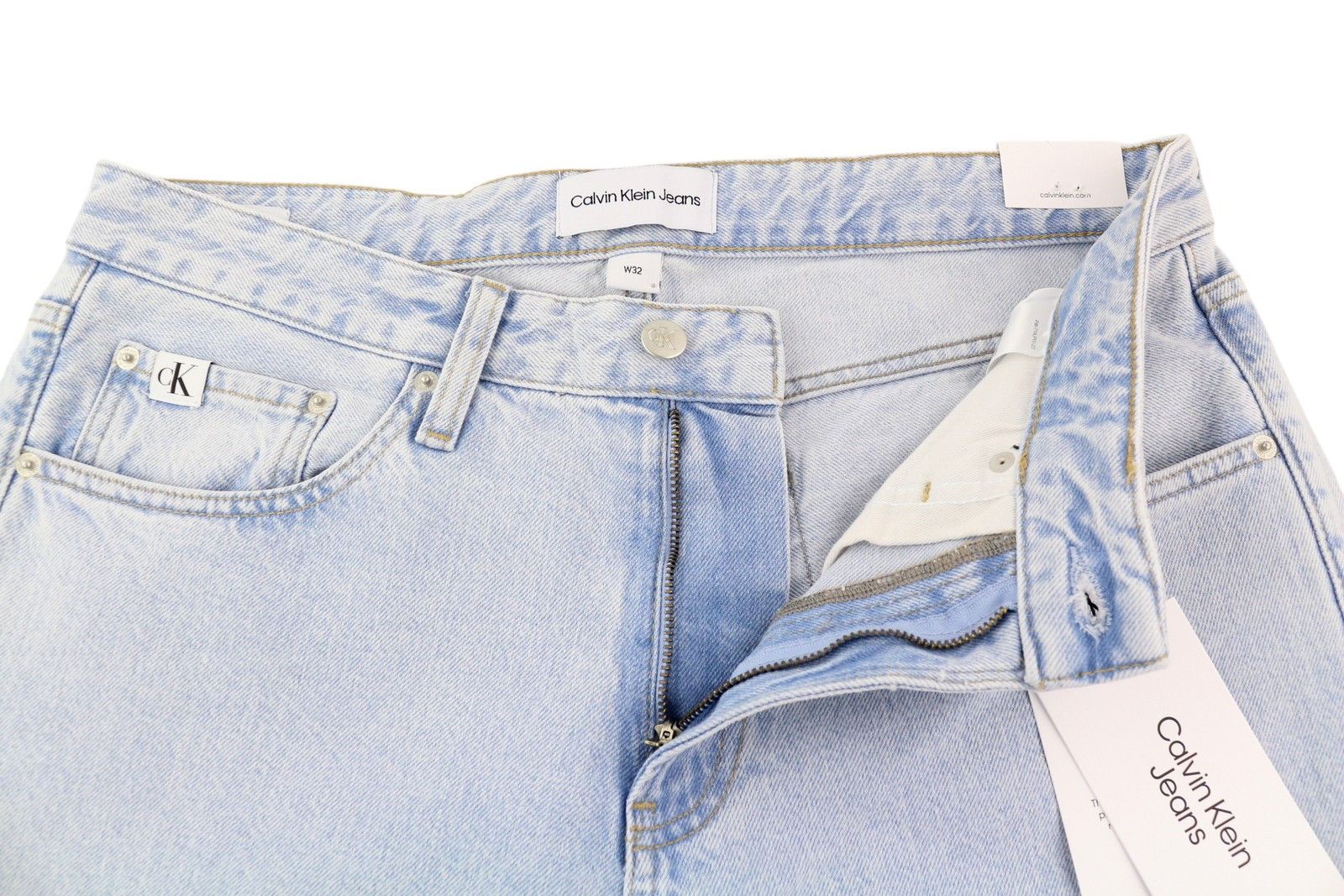 Calvin Klein 90S STRAIGHT W32 Light Blue Washed Zip Fly Denim 85299 Size US 32 / EU 48 - 4 Thumbnail