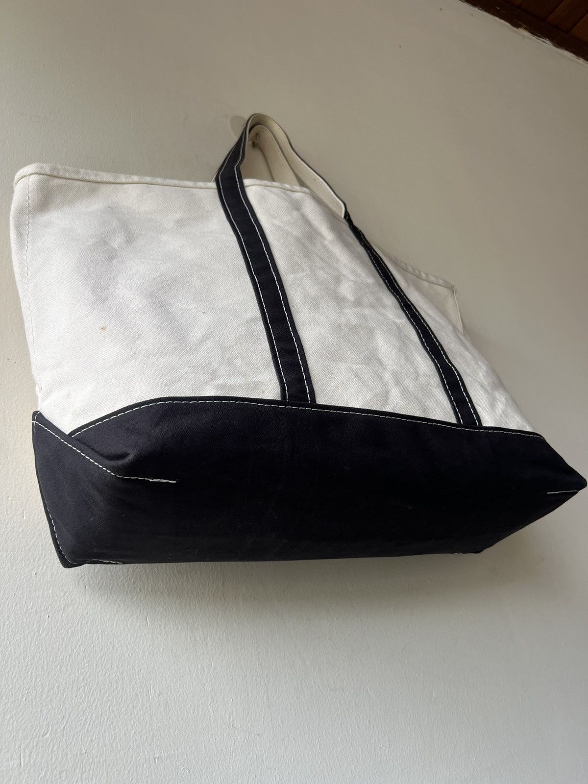 L.L. Bean 80s L.L. Bean Cotton Canvas White Black Big Tote Bag Size ONE SIZE - 25 Thumbnail