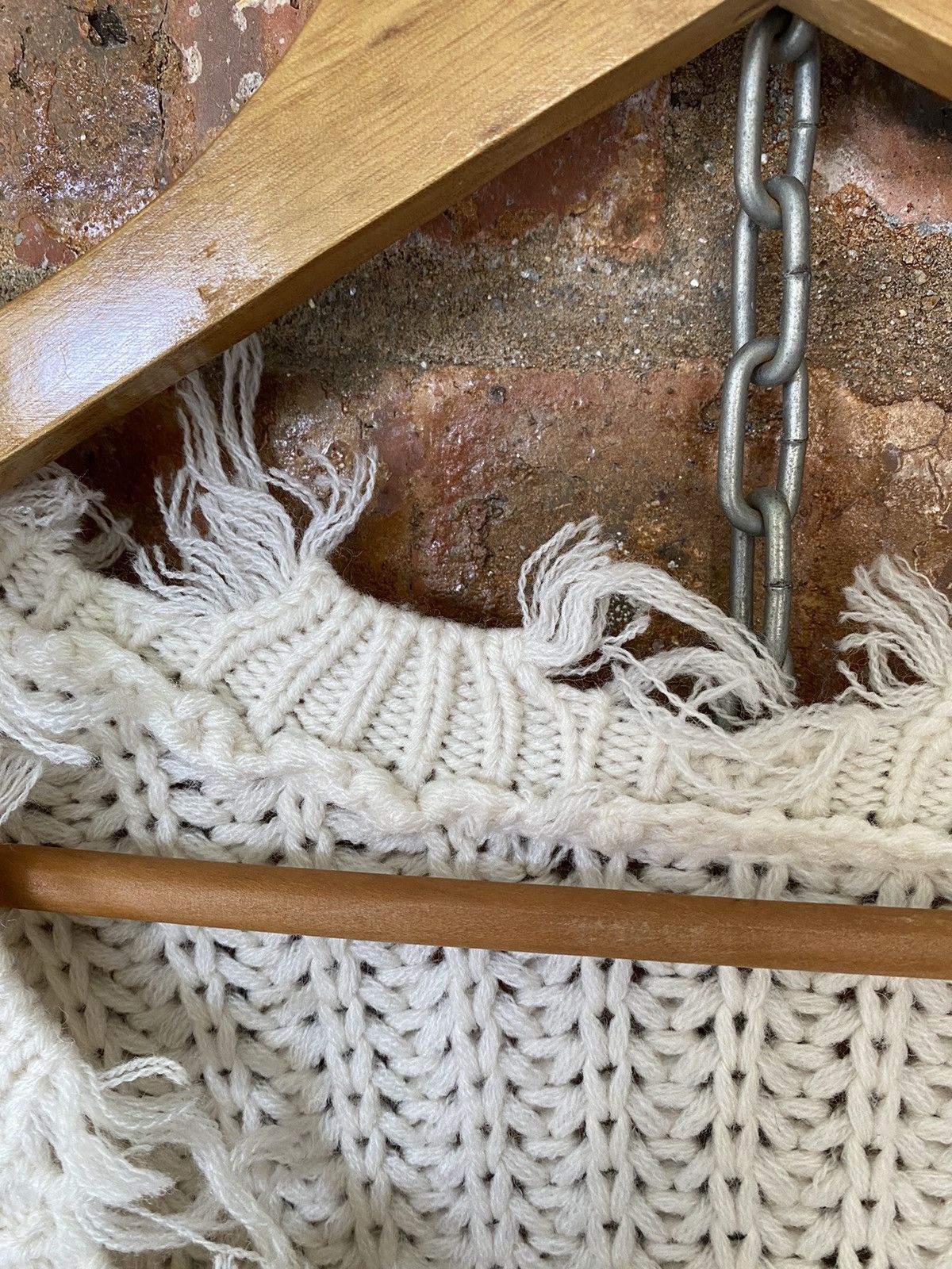 General Research × Japanese Brand × URBAN RESEARCH DOORS Sense Of Place Japan distresses fringe cable knit Size US M / EU 48-50 / 2 - 9 Thumbnail
