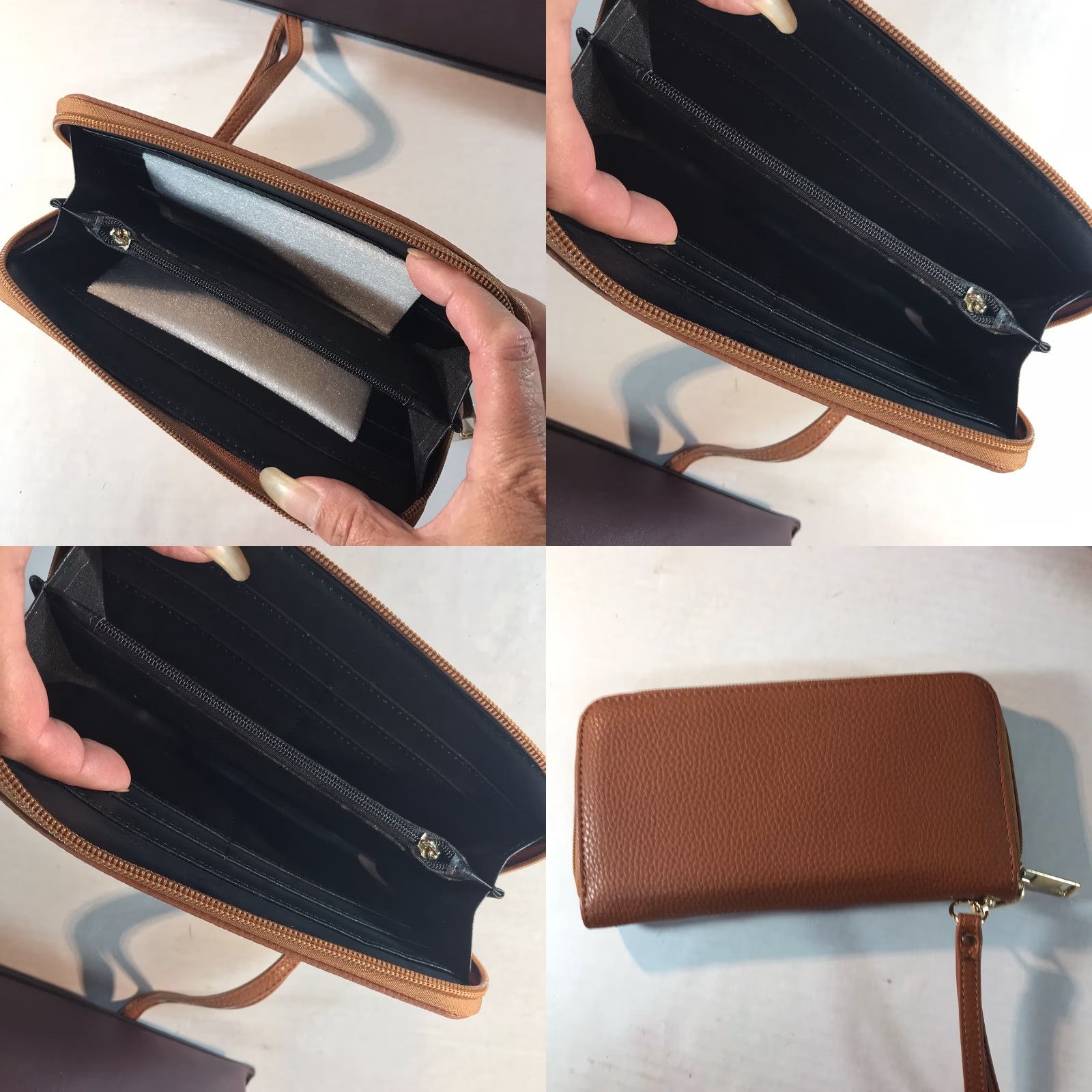 Vintage VINTAGE Mia K Farrow Leather Shoulder Bag Women Extra Large Pebbled Tote with Matching Wallet Dark Plum Size ONE SIZE - 8 Thumbnail