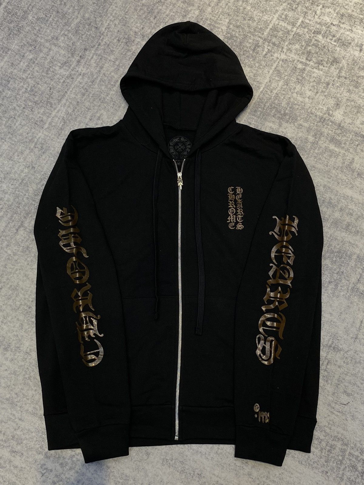 Chrome Hearts CHROME HEARTS Vertical Logo Glitter Zip Hoodie Chrome Hearts CHROME HEARTS Vertical Logo Glitter Zip Hoodie