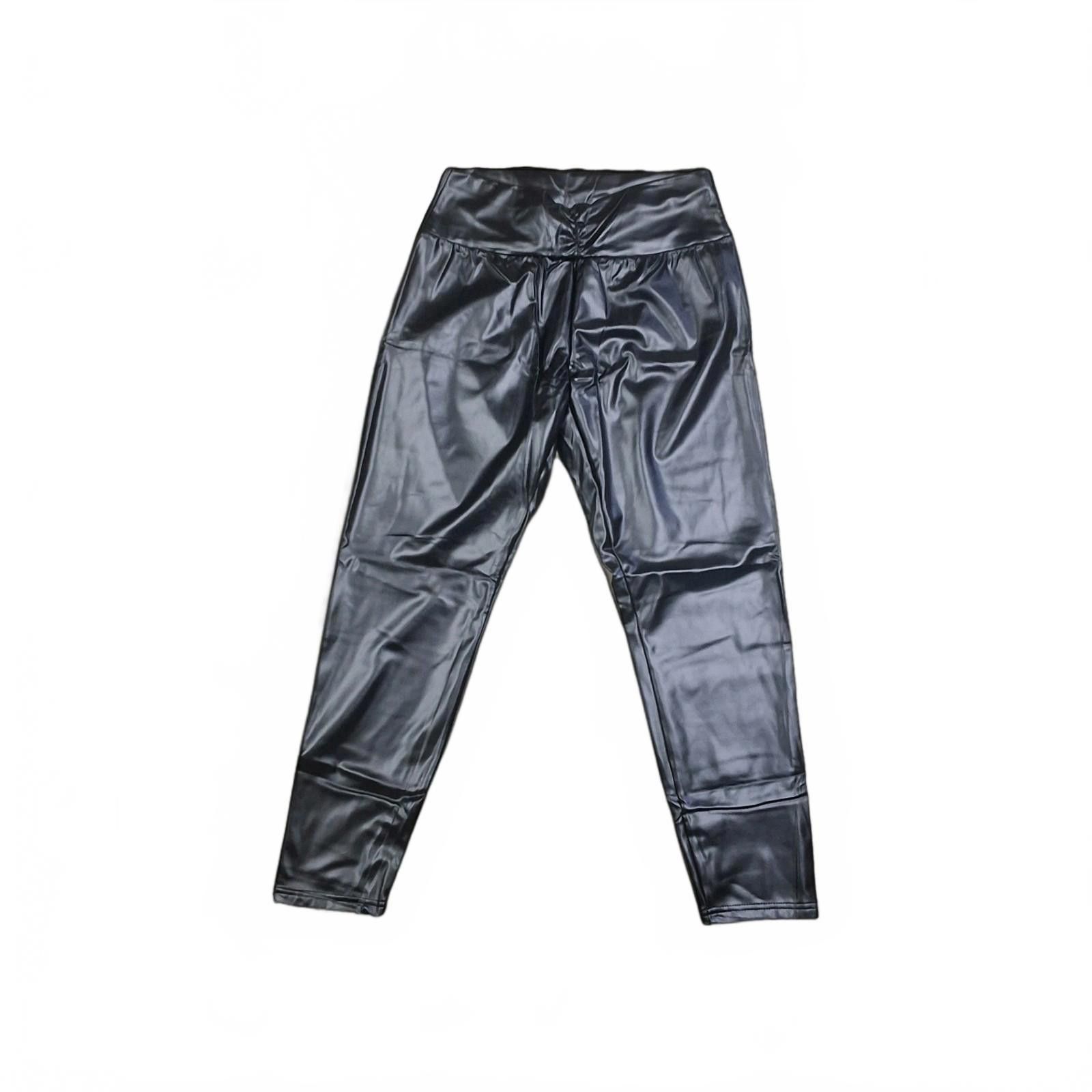 Errolson Hugh Black Faux Leather Leggings Pants Size XL High Waist Stretch Size 40" / US 18 - 2 Thumbnail