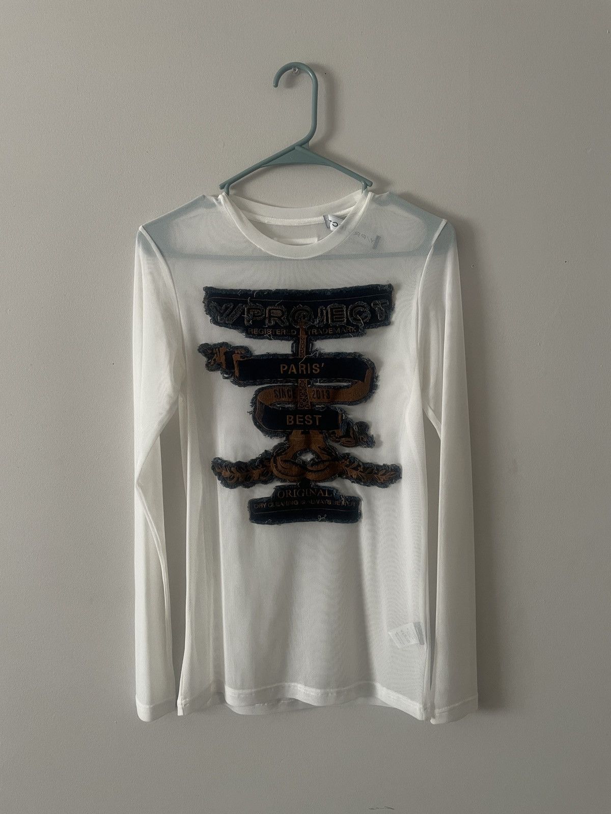 Image of Yproject Paris Best Long-Sleeve Mesh Shirt in White, Men's (Size Small)