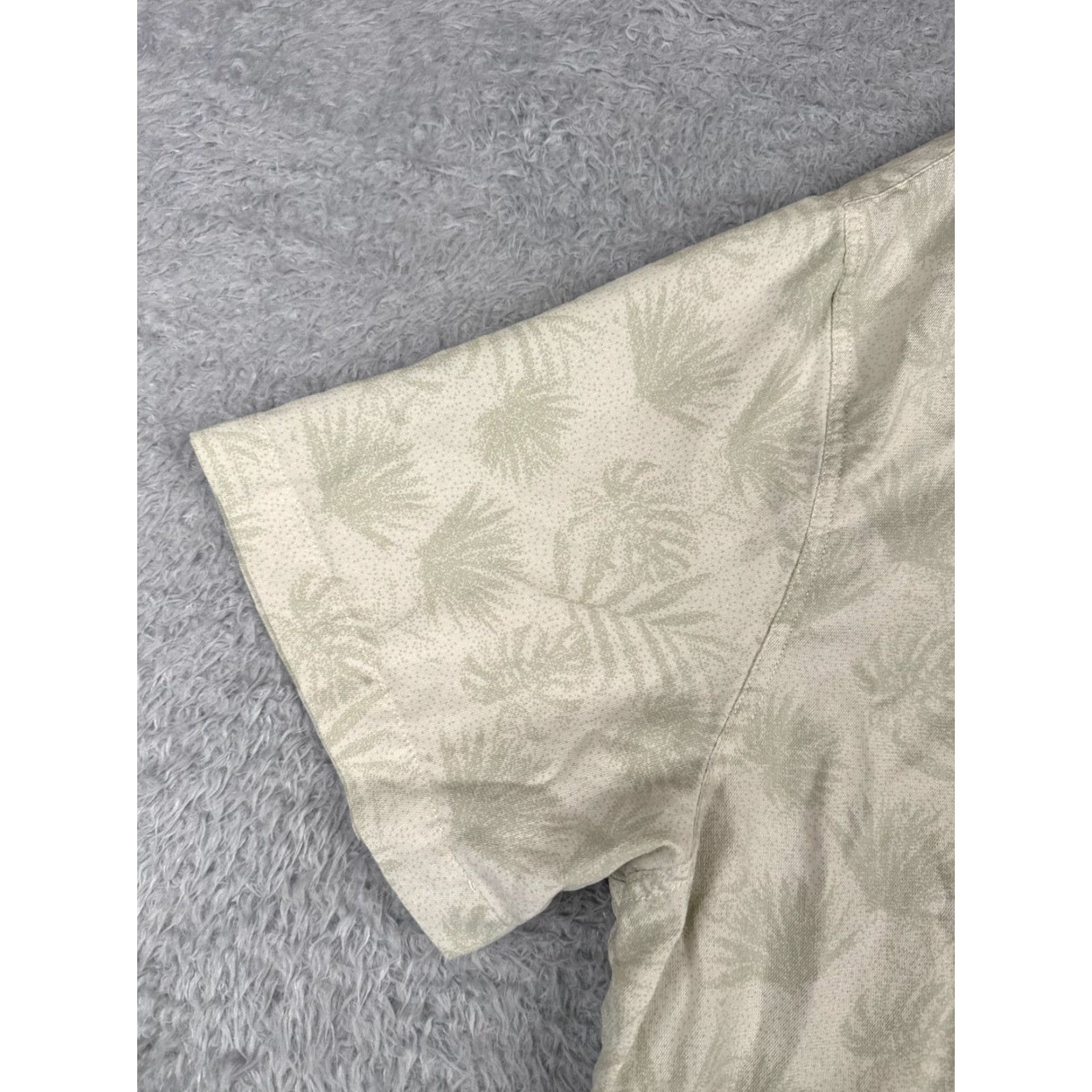 Nat Nast Nat Nast Shirt Mens XL Beige Green Palm Leaf Print Silk Blend Hawaiian Button-Up Casual Shirt Size US XL / EU 56 / 4 - 4 Thumbnail