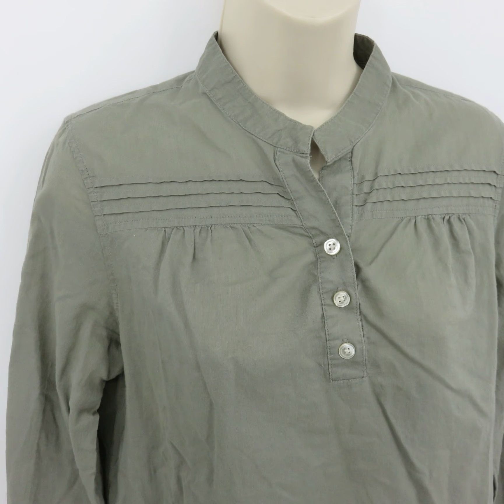 Banana Republic VINTAGE Banana Republic Blouse Shirt Boxy Green Pleated Button Women Small S 2006 Y2K Dressy Casual Workwear Formal Size S / US 4 / IT 40 - 3 Thumbnail