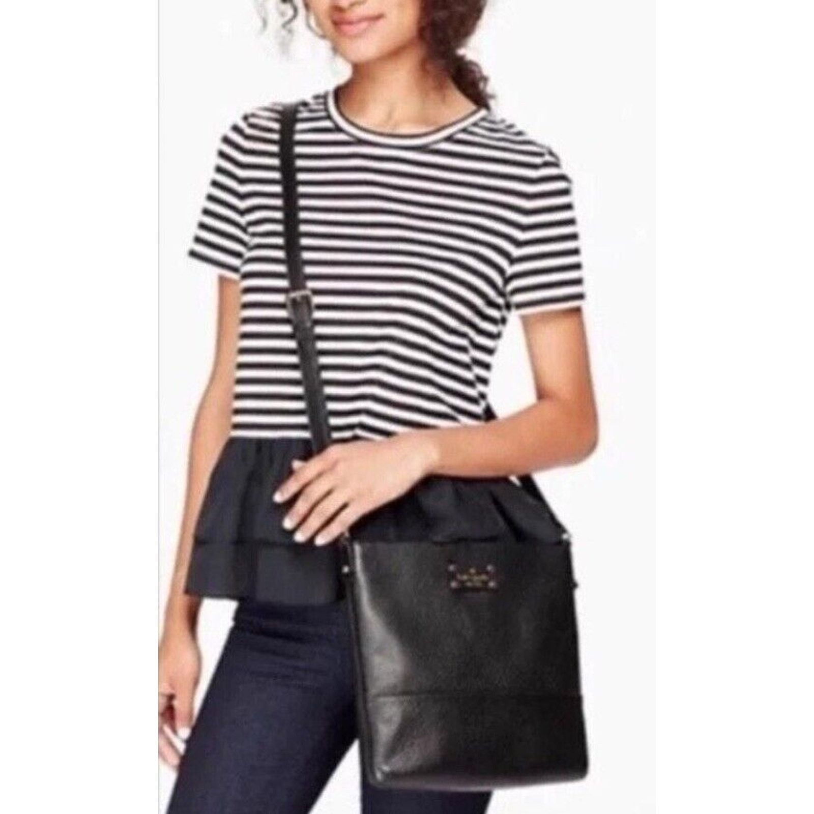 KATE SPADE Bay Street Cora Crossbody Black Pebbled Leather