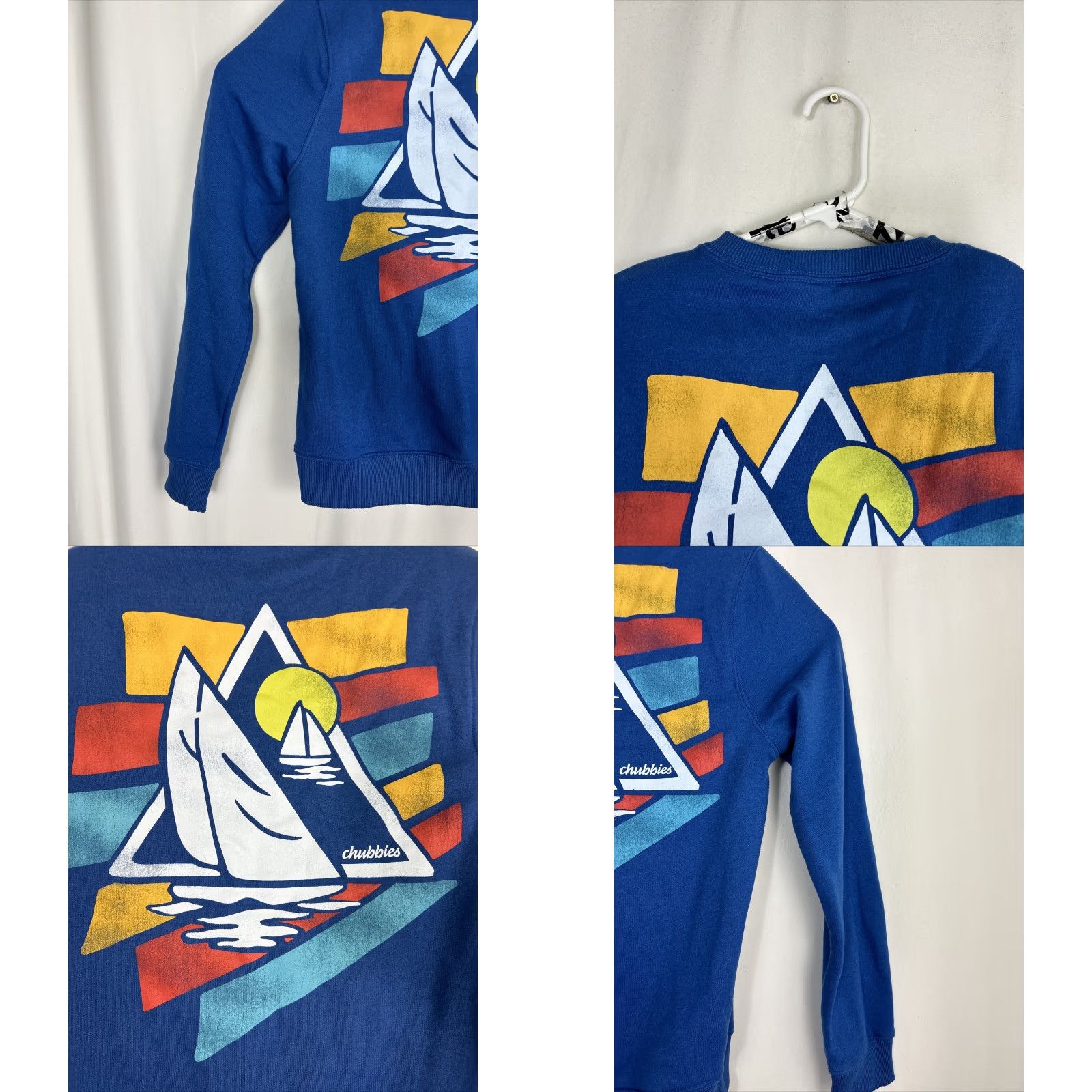 Chubbies Chubbies Mens Small Pullover Crewneck Sweater Blue Sail Boat Ocean Shirt Size US S / EU 44-46 / 1 - 9 Thumbnail