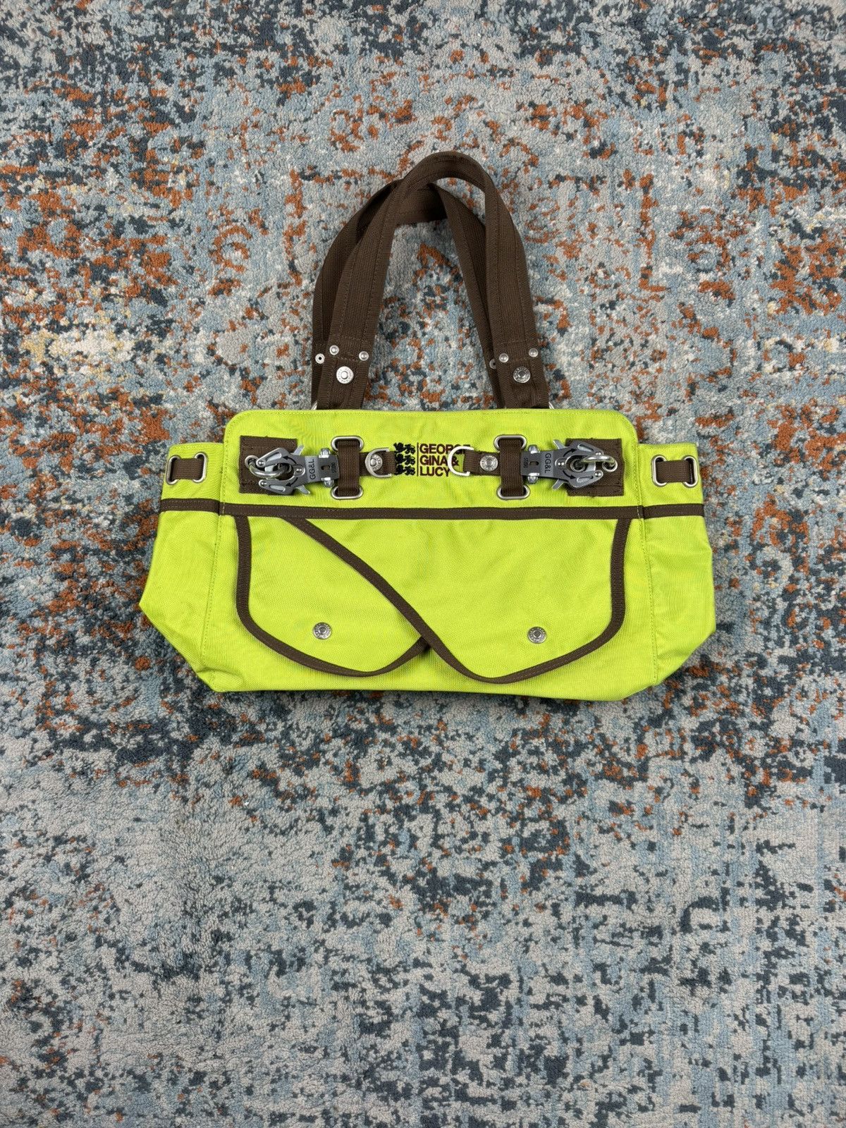 Vintage Y2K George Gina & Lucy baggy smith neon green bag