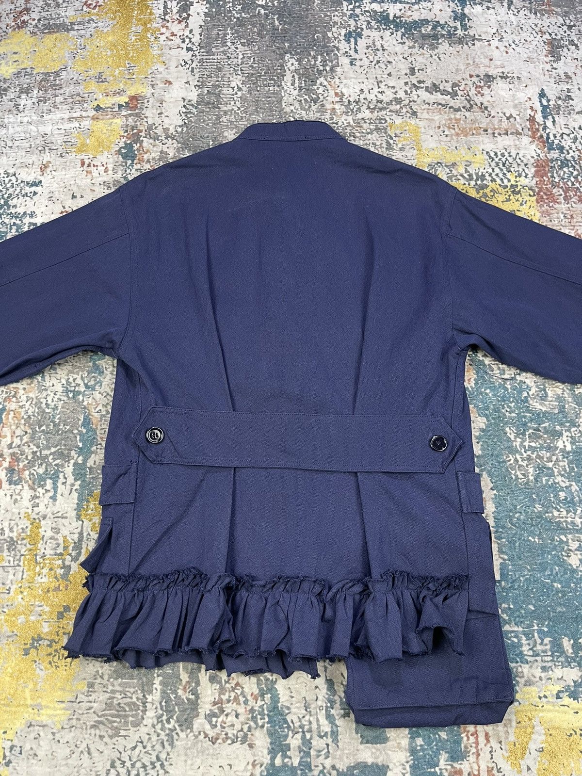 If Six Was Nine Erika Cavallini Flore Crew Neck Navy Ruffles Jacket Size M / US 6-8 / IT 42-44 - 7 Thumbnail