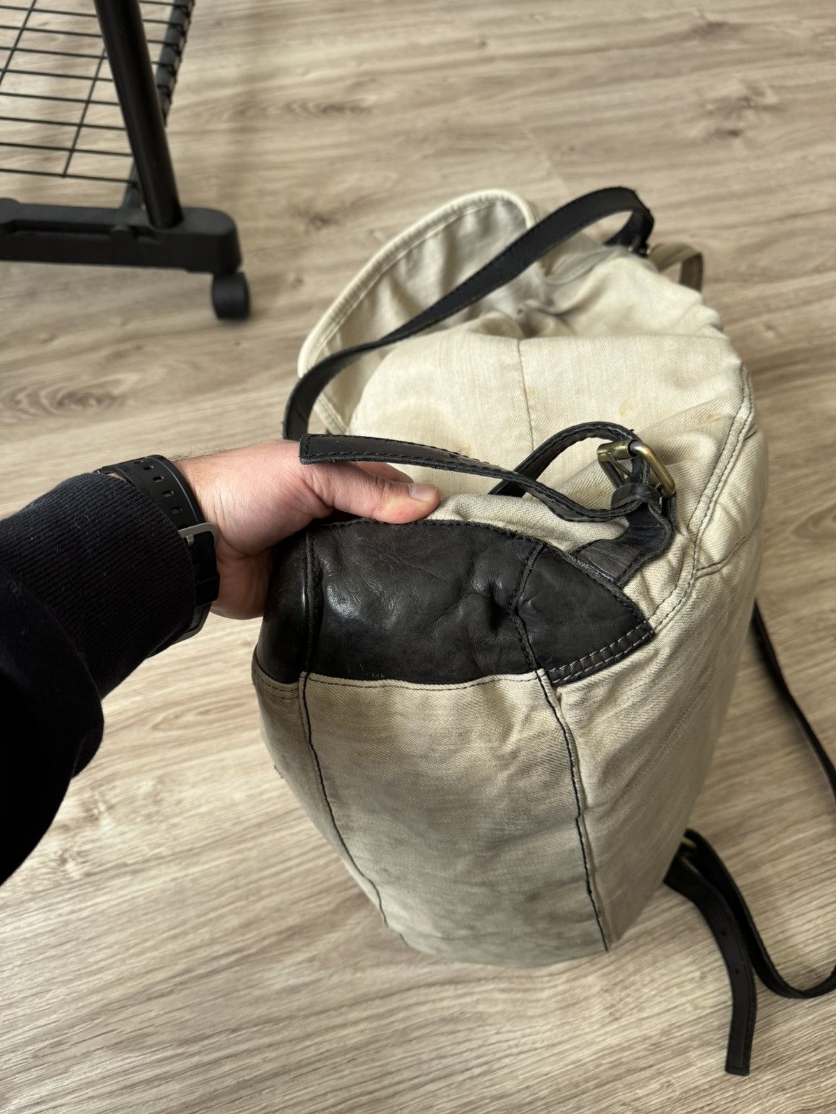Diesel Vintage Y2K Diesel Japanese Style Beige Leather Backpack Bag Size ONE SIZE - 10 Thumbnail