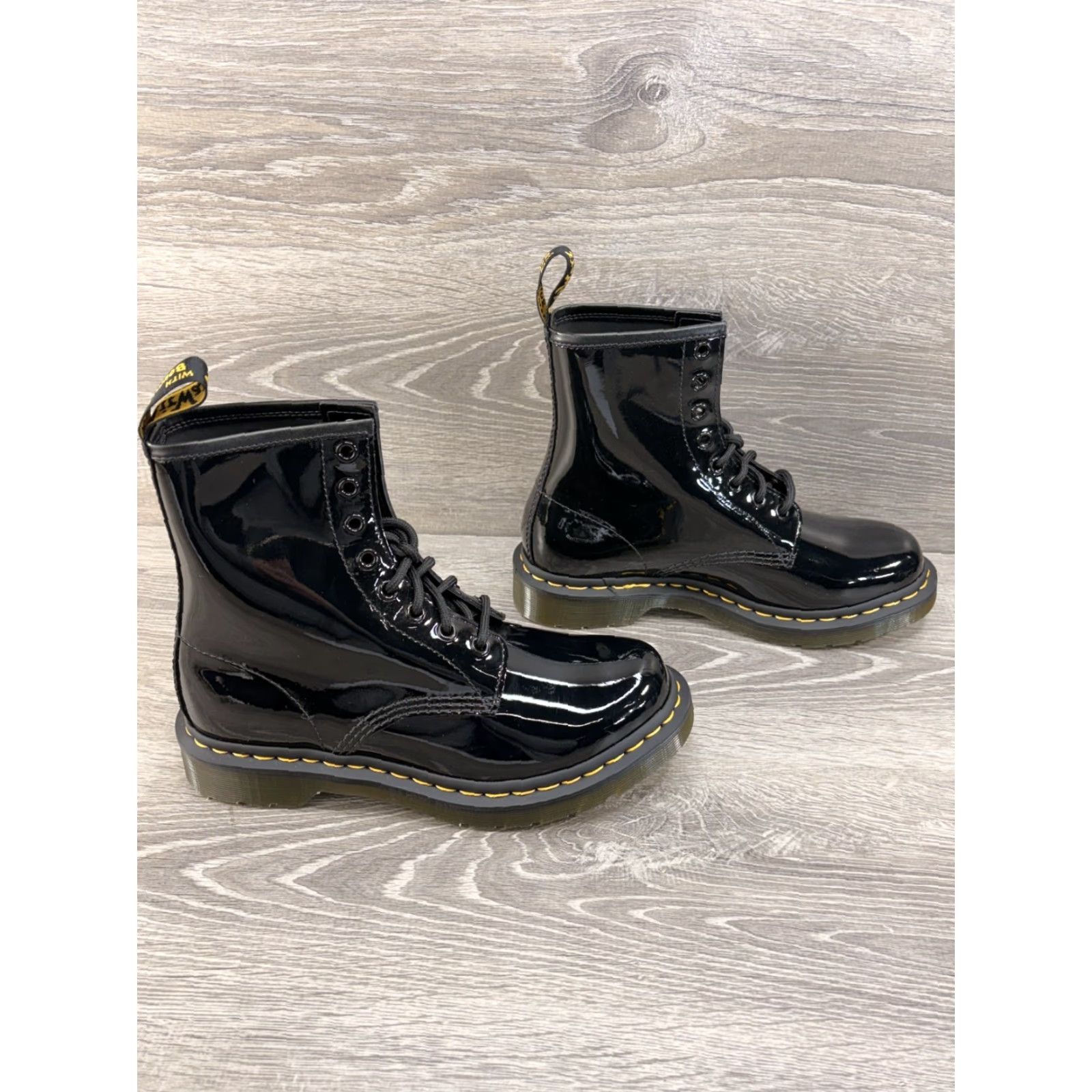 Dr. Martens Dr. Martens 1460 Boots Womens 7 Black Patent Leather Combat Lace Up UK 5 EU 38 - 11821 Size US 5 / IT 35 - 3 Thumbnail