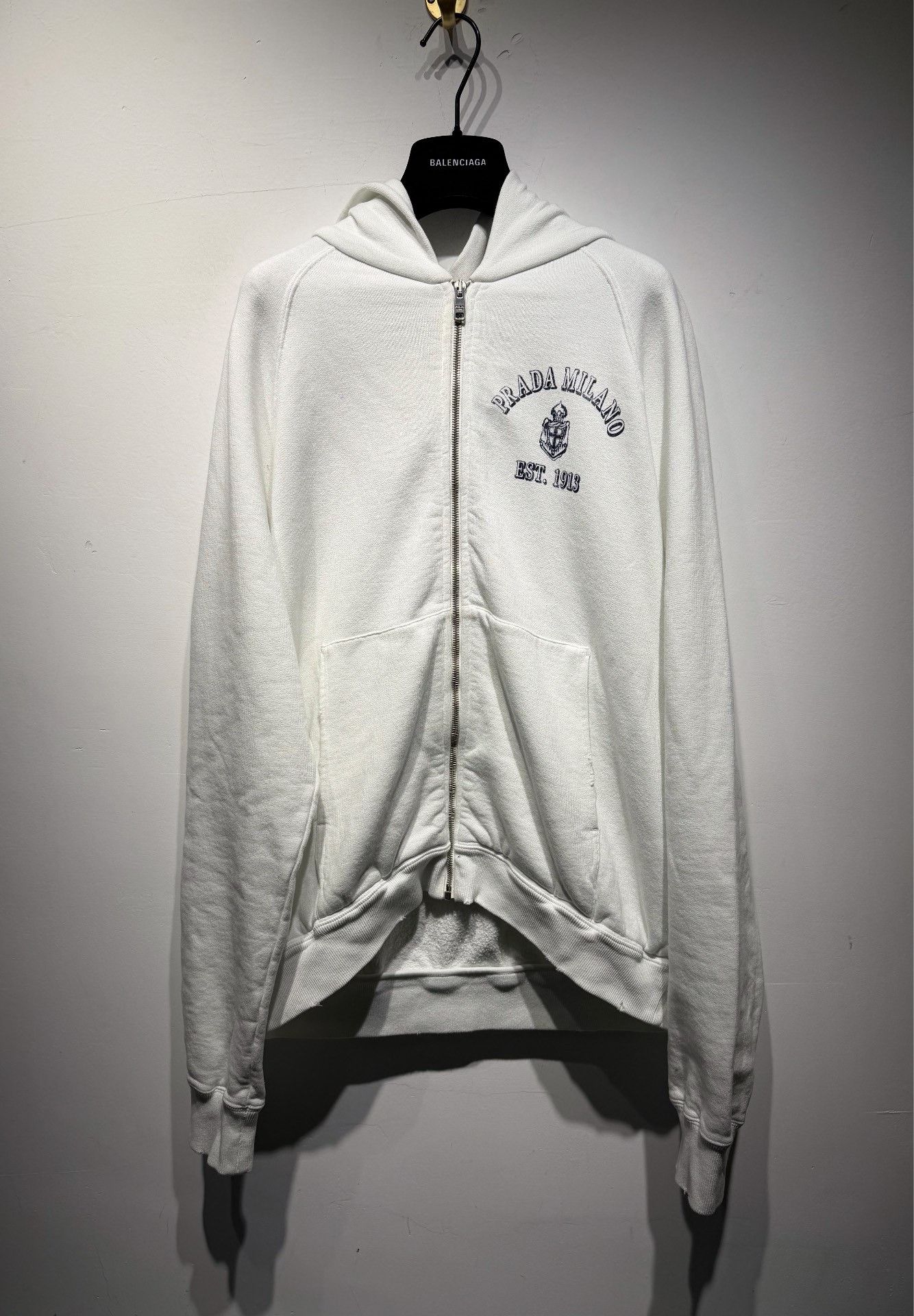 Prada Prada Fleece Cotton White Hoodie L Men Size US L / EU 52-54 / 3 - 1 Thumbnail