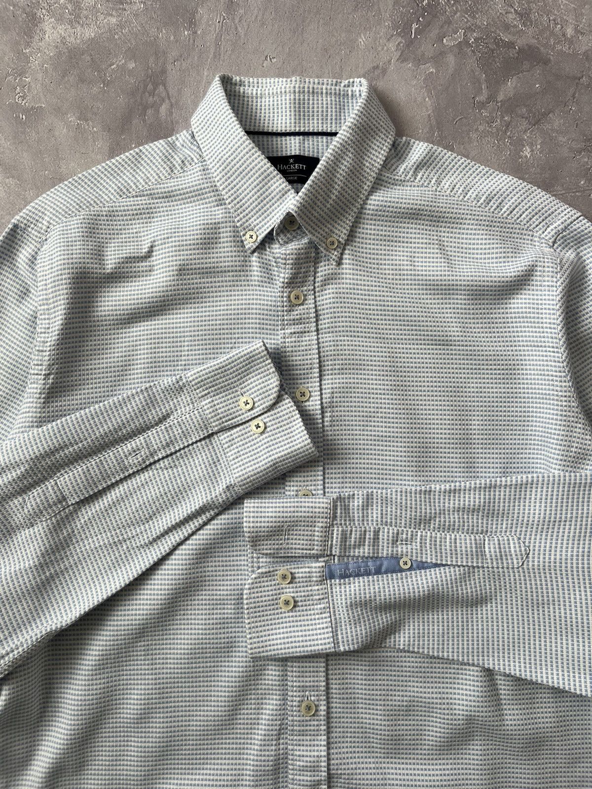 Hackett Hackett Slim Fit Jacquard Weave White/Blue Shirt Size L Size US L / EU 52-54 / 3 - 1 Thumbnail
