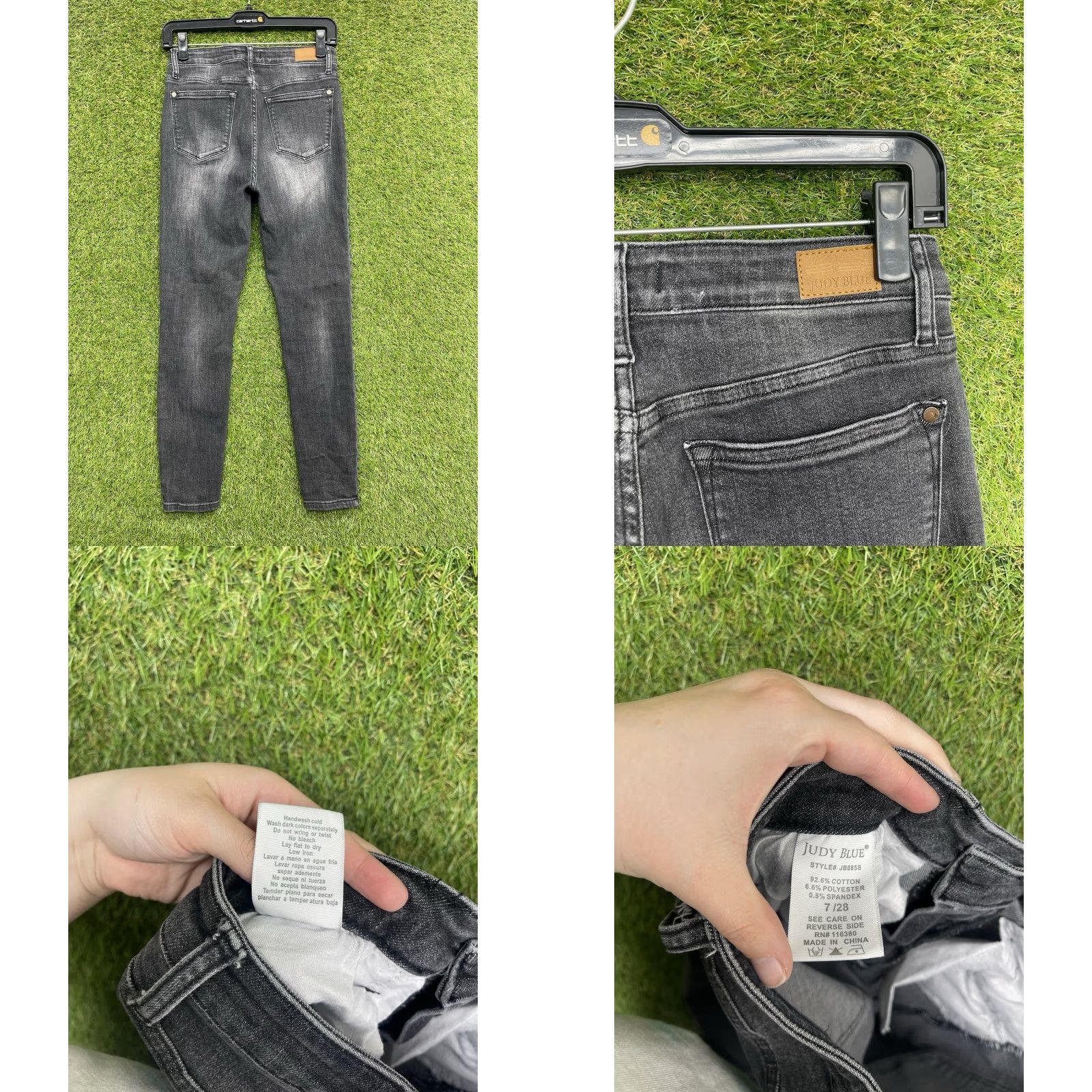 Vintage Judy Blue Jeans Womens 7/28 Black Skinny Fit Stretch Stone Wash Casual Slim y2k Jeans Size 28" / US 6 / IT 42 - 8 Thumbnail