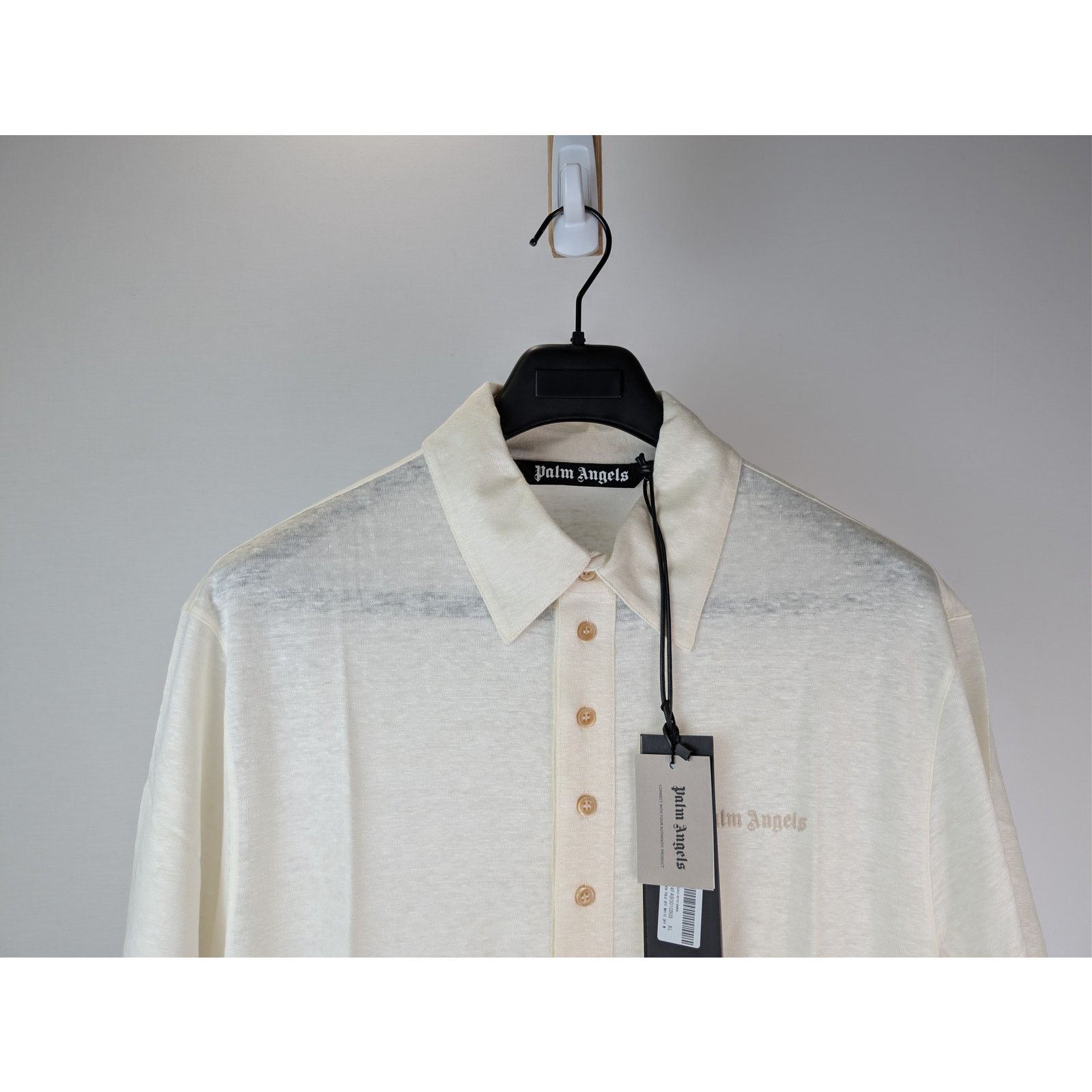 Palm Angels o1rshd1 Classic Logo Linen Polo Shirt in Off-White Size US XL / EU 56 / 4 - 3 Thumbnail