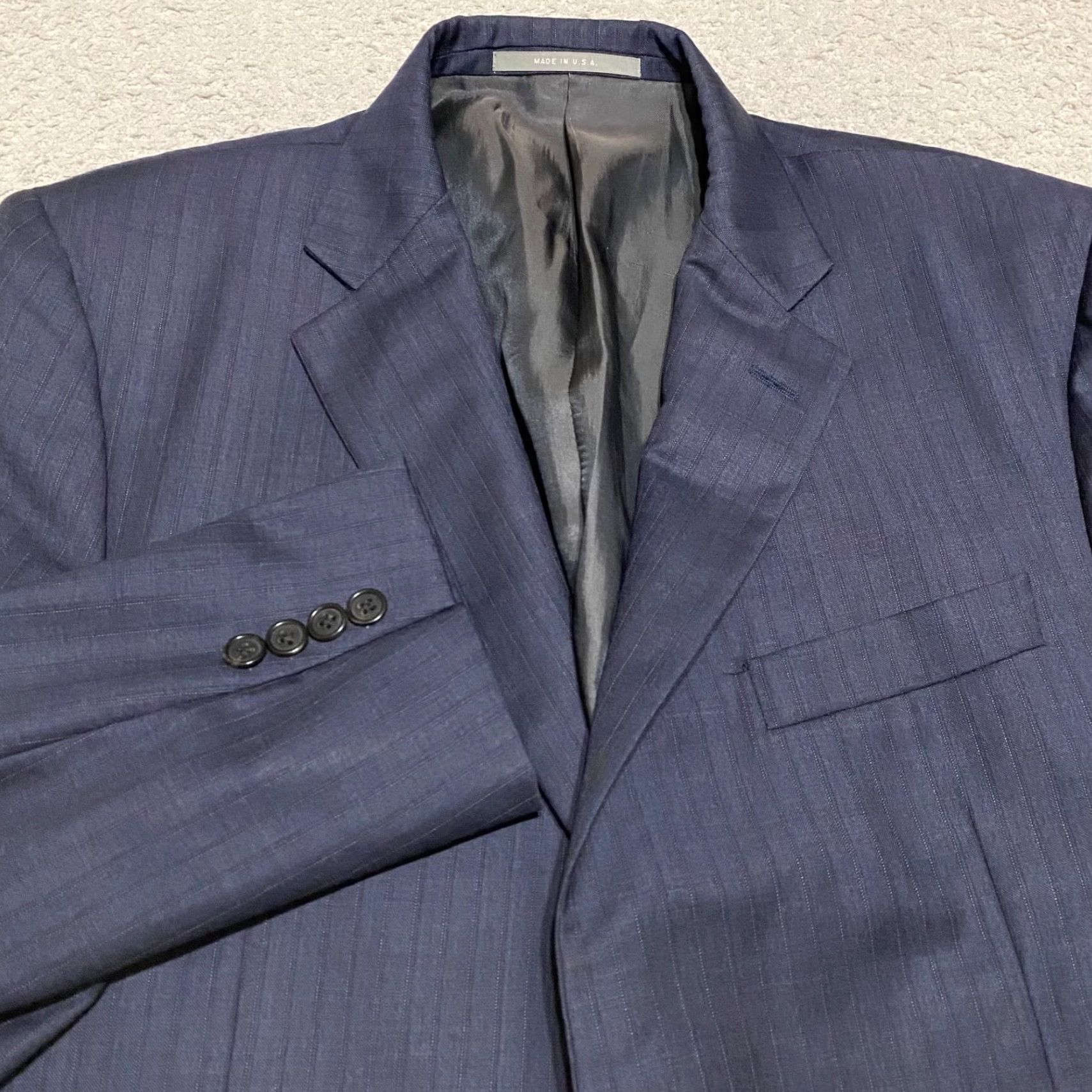 Loro Piana Hickey Freeman Blazer Mens 42 Wool Striped 2 Button Super 150s Loro Piana Blue Jacket Front Style Single-Breasted Chest 44" Adult Mens Debris? Size 42R - 5 Thumbnail