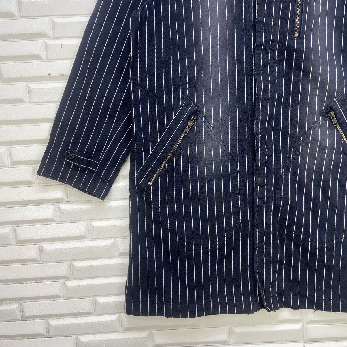 Japanese Brand Japanese Brand Thanx God Stripes Distressed Denim Jacket Size US S / EU 44-46 / 1 - 5 Thumbnail