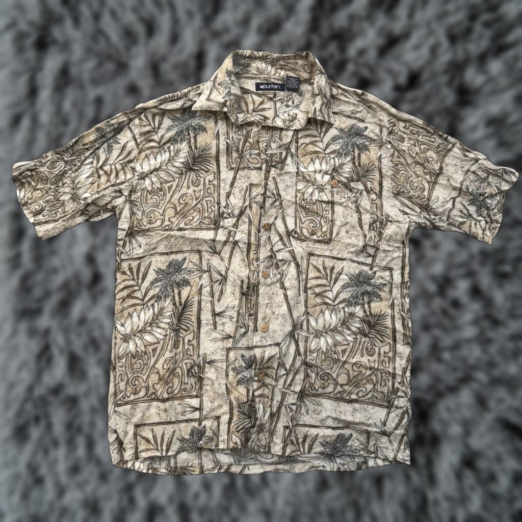 Vintage VINTAGE Puritan Camp Shirt Medium M Button-Up Short Sleeve Rayon Hawaii Palm Leaf Luau Beach Hawaiian Casual 90s (Y2K) Men's Size US M / EU 48-50 / 2 - 1 Thumbnail