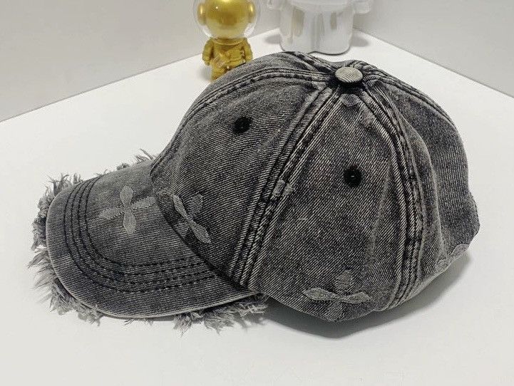 Japanese Brand Vintage rare washed jacquard frayed fringe denim cap Size ONE SIZE - 2 Thumbnail