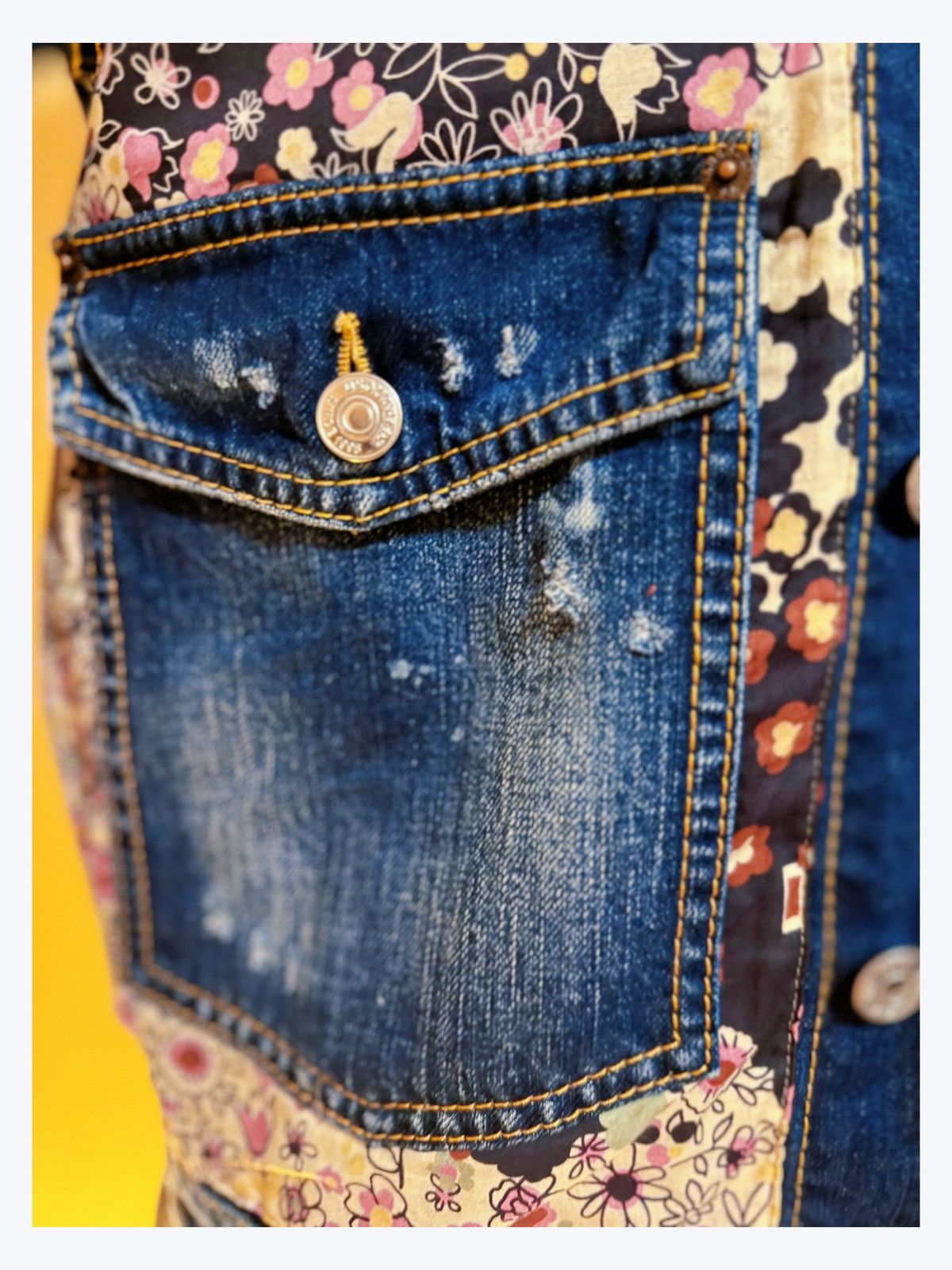 Dsquared2 DSQUARED2 Floral Patchwork Distressed Denim Jacket – Size 48 Size US M / EU 48-50 / 2 - 3 Thumbnail
