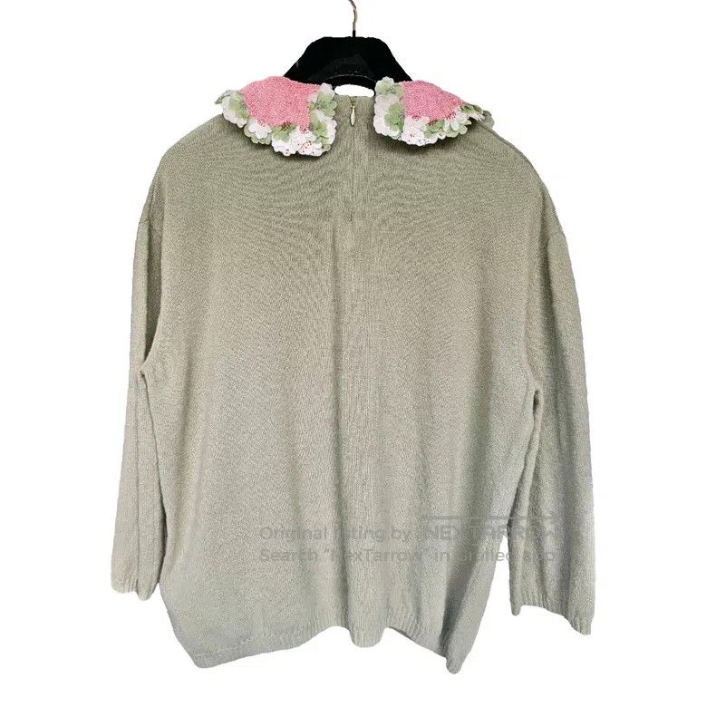 Valentino Valentino Pink and green color-blocked lapel wool cardiga Size S / US 4 / IT 40 - 2 Thumbnail