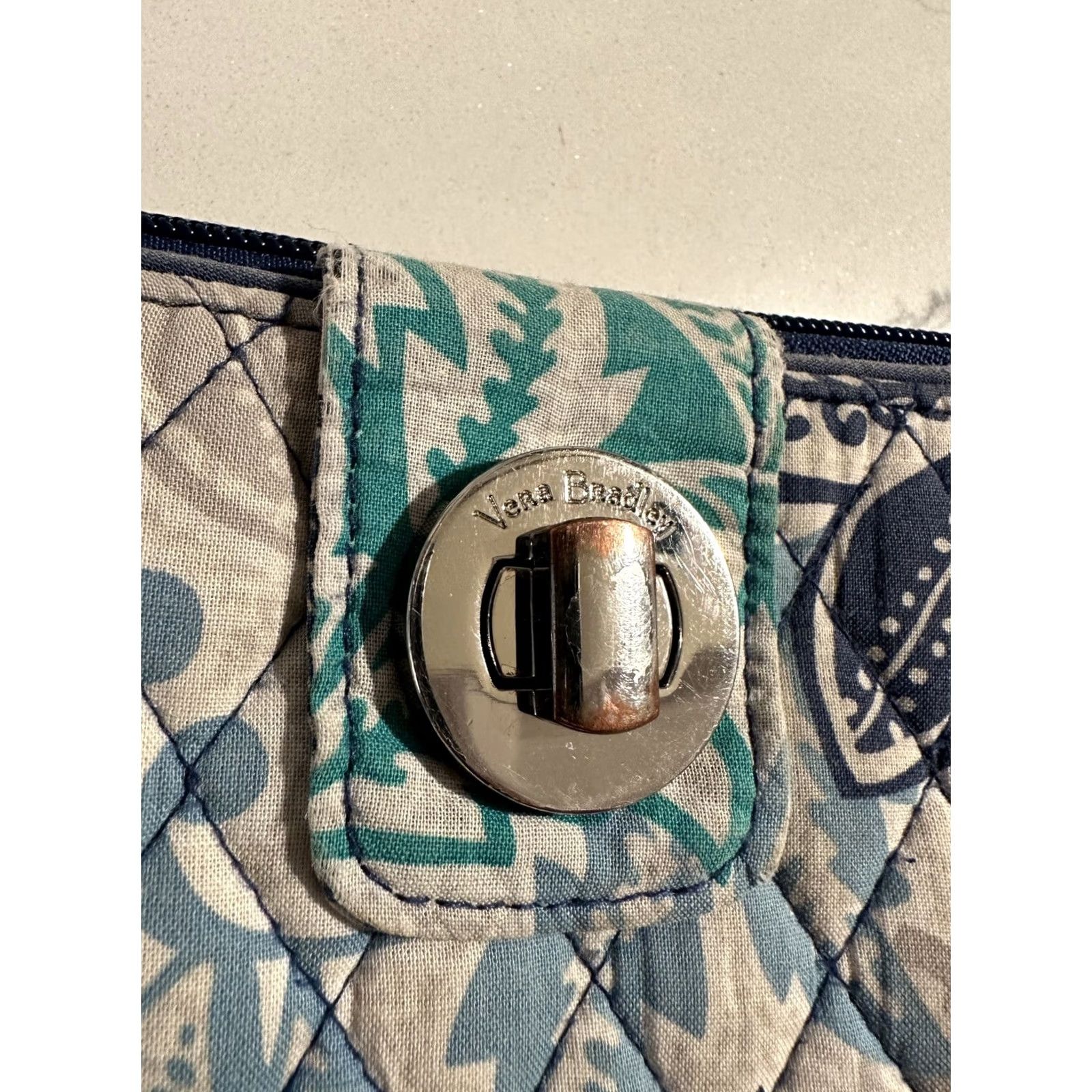 Vera Bradley Vera Bradley Wallet Women Classic Blue Gray Flower Quilted Turnlock Zip-Around Credit Card Folding One Size Blue Size ONE SIZE - 2 Thumbnail