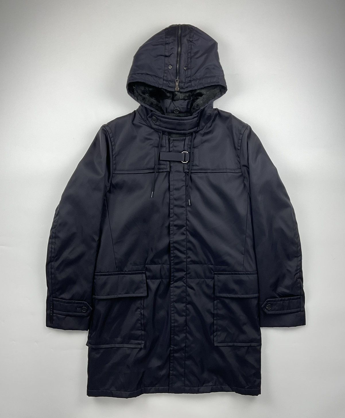 トップス 04ss archive prada full zip parka Prada // Blue Denim Hooded Zip Jacket – VSP Consignment