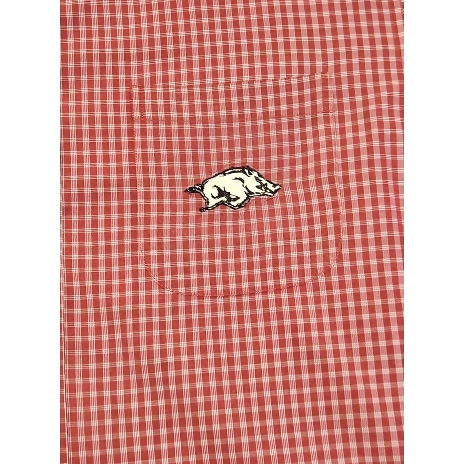 Vintage Arkansas Razorbacks Shirt Mens XL Red Gingham Check Button Down SEC College Size US XL / EU 56 / 4 - 4 Thumbnail