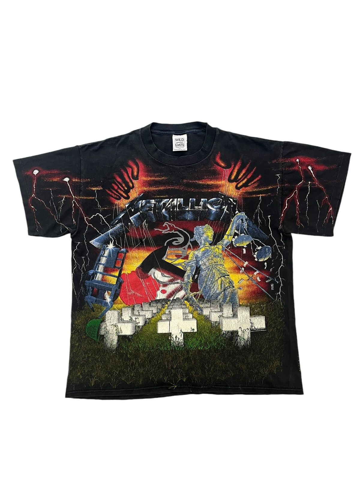 Band Tees × Metallica × Vintage 1991 Metallica Vintage AOP T-shirt XL Wild Oats Size US XL / EU 56 / 4 - 1 Thumbnail