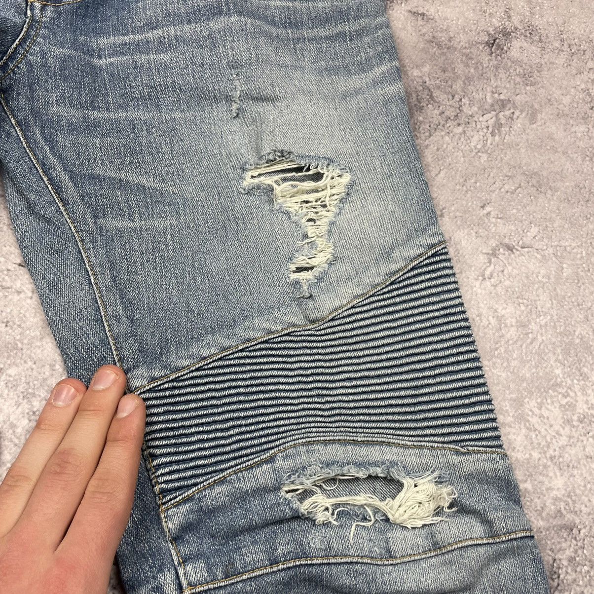 Balmain Balmain Light Blue Biker Stretch Denim Jeans Luxury Size US 34 / EU 50 - 19 Thumbnail