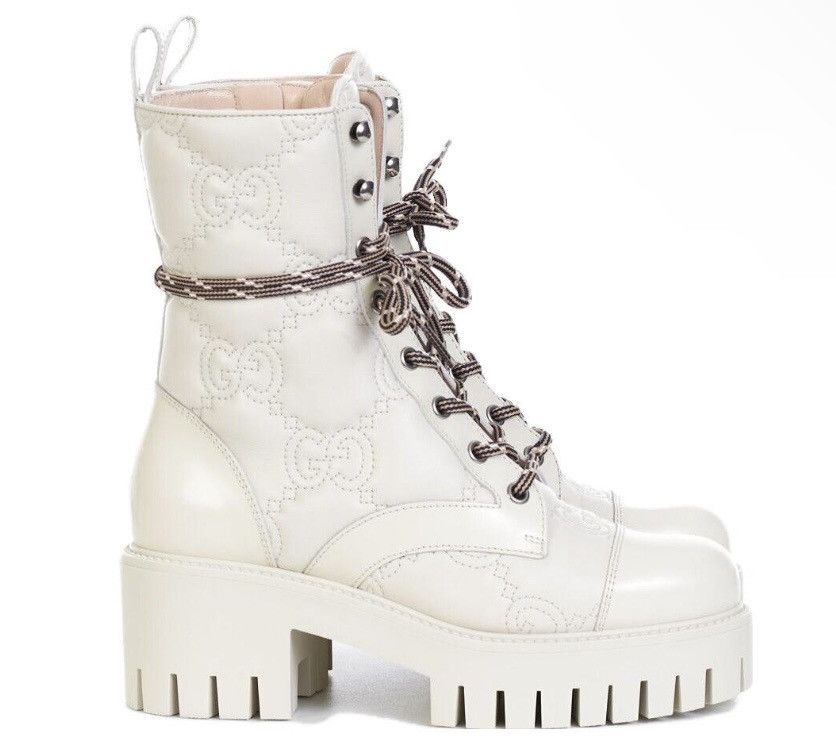 Gucci Gucci GG Matelasse Lace Up Quilted Platform Combat Boots Size US 11 / IT 41 - 1 Thumbnail