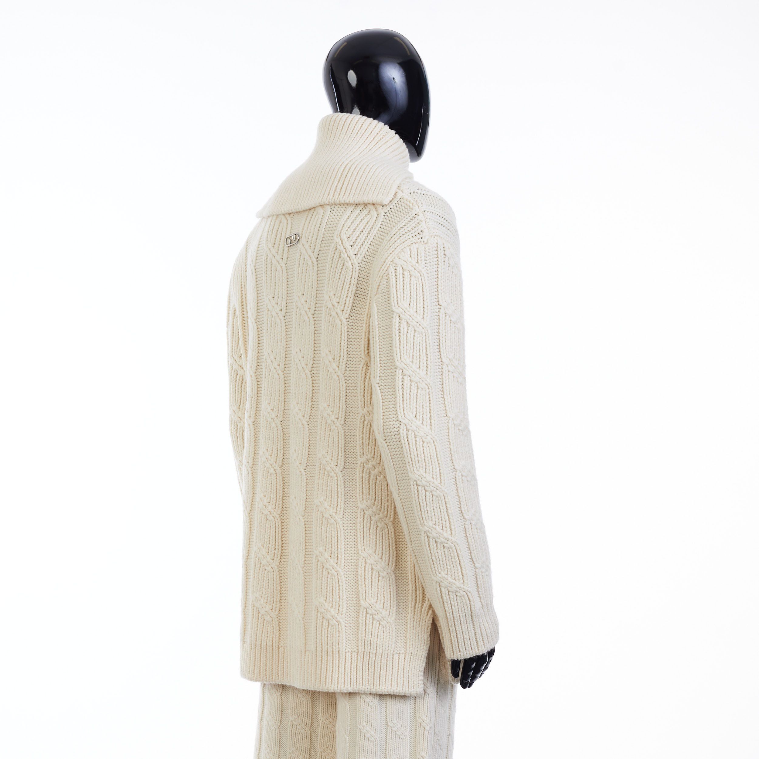 Fendi White High Neck Cable Knit Wool Pullover Size US S / EU 44-46 / 1 - 6 Thumbnail