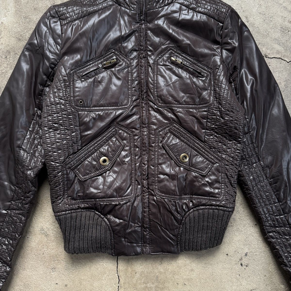 Vintage Vintage Crop Puff Brown Glam Jacket Size S / US 4 / IT 40 - 3 Thumbnail