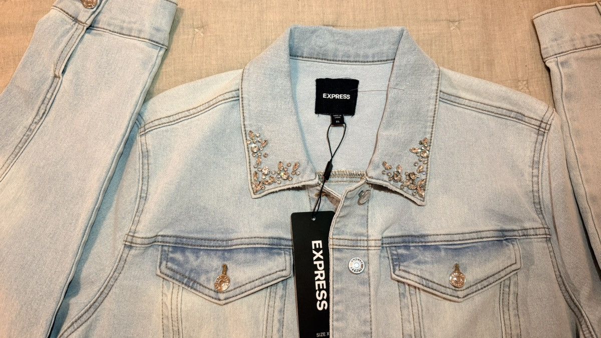 Express Express Women Denim Jacket with Rhinestone Collar – Size XL Size XL / US 12-14 / IT 48-50 - 8 Thumbnail