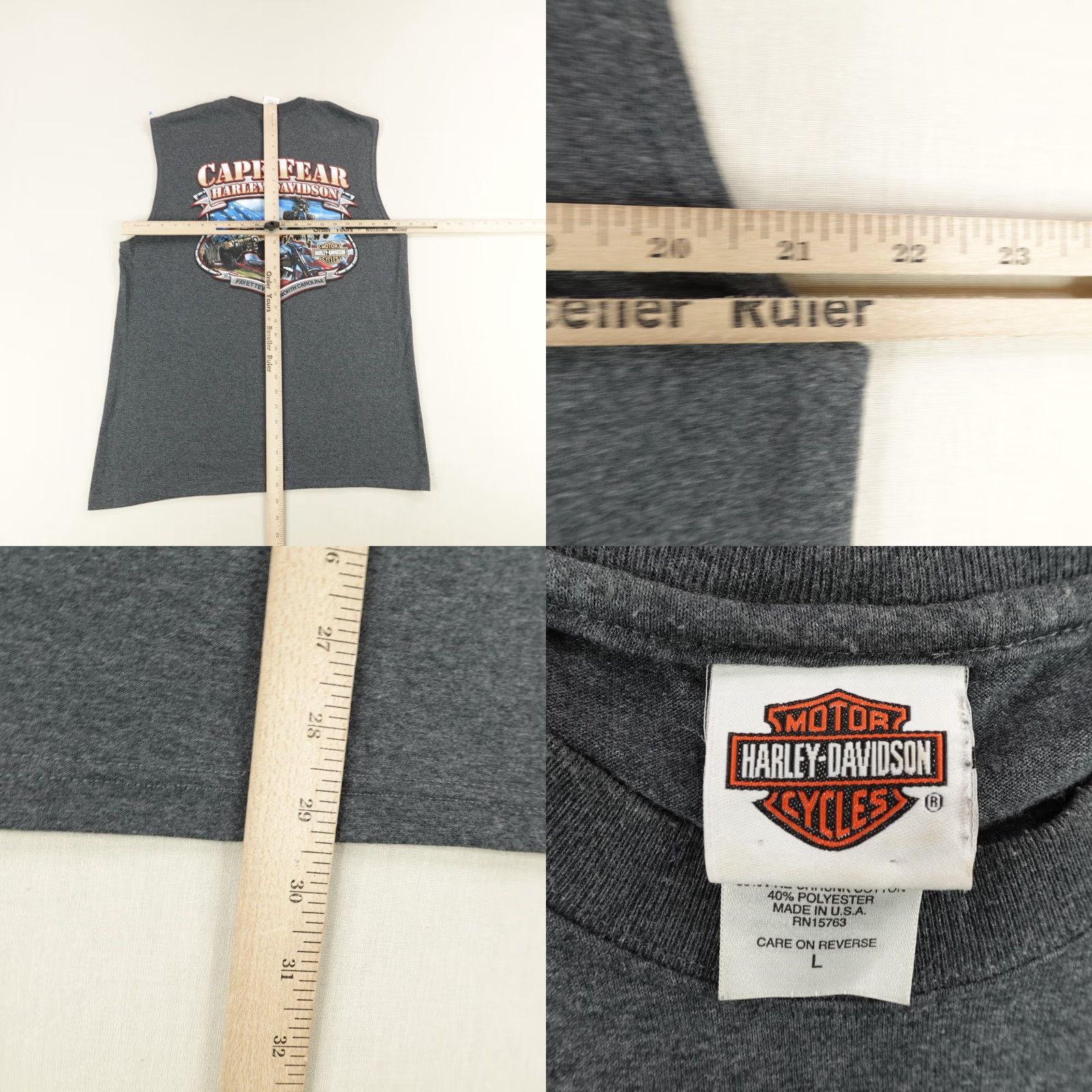 Harley Davidson Harley-Davidson Shirt Men L Gray Sleeveless Tank Top Biker Motorcycle Crew Neck Graphic Print T-Shirt 90s? Size US L / EU 52-54 / 3 - 8 Thumbnail