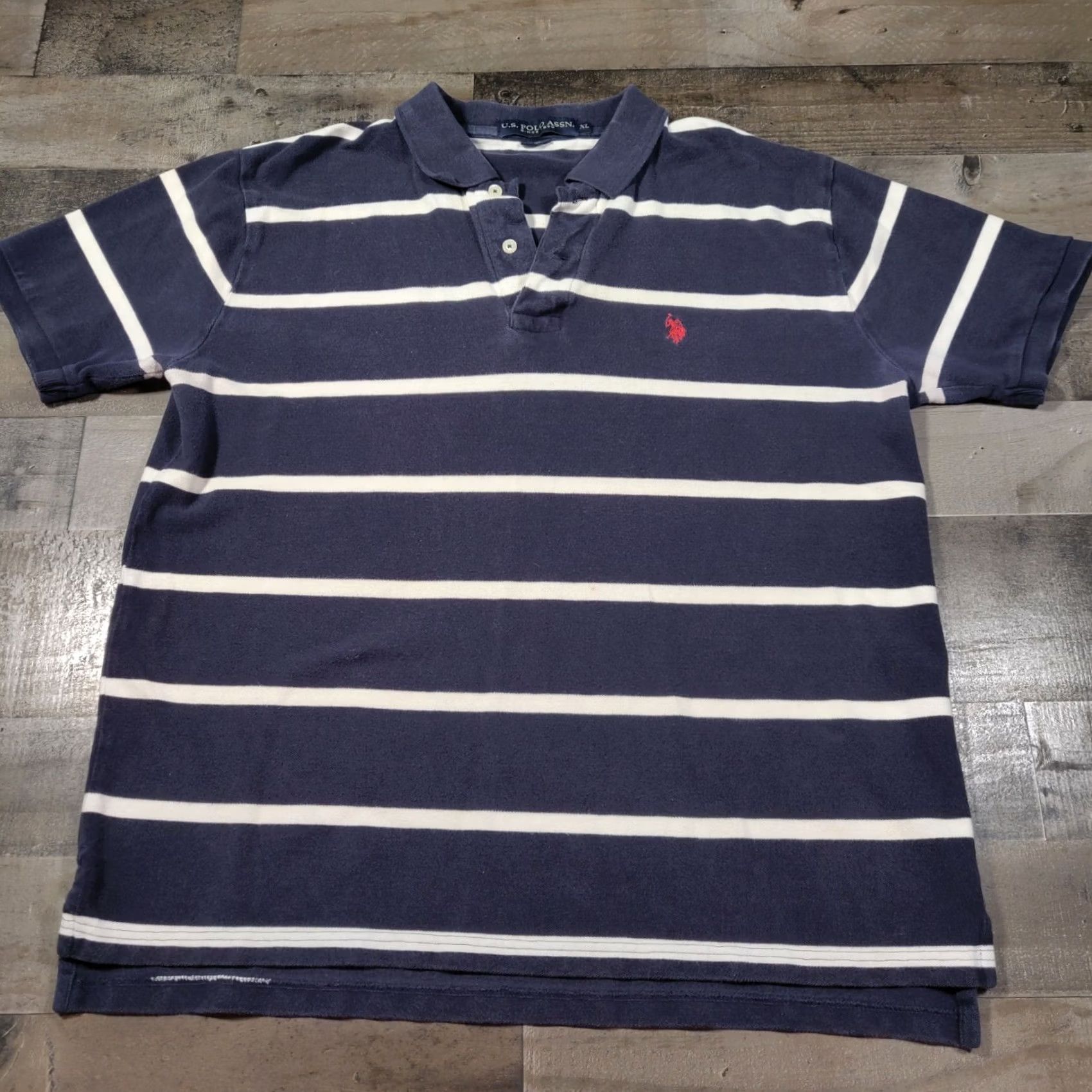 Vintage US Polo Assn. Polo Shirt Mens XL Blue Striped Short Sleeves Cotton Small Logo Size US XL / EU 56 / 4 - 2 Thumbnail