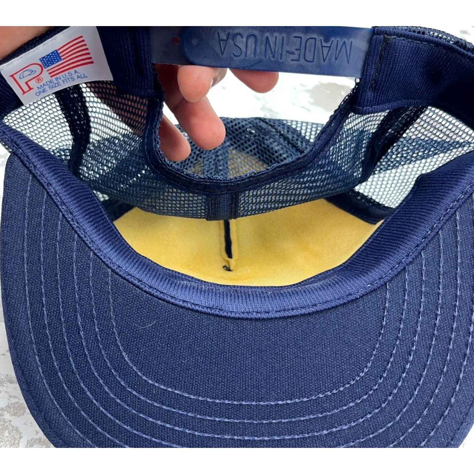 Vintage VINTAGE Terry Eagle Coal Mine Trucker Hat Cap 80s Snap Back Leafs R Blue Adult Mens Size ONE SIZE - 6 Thumbnail