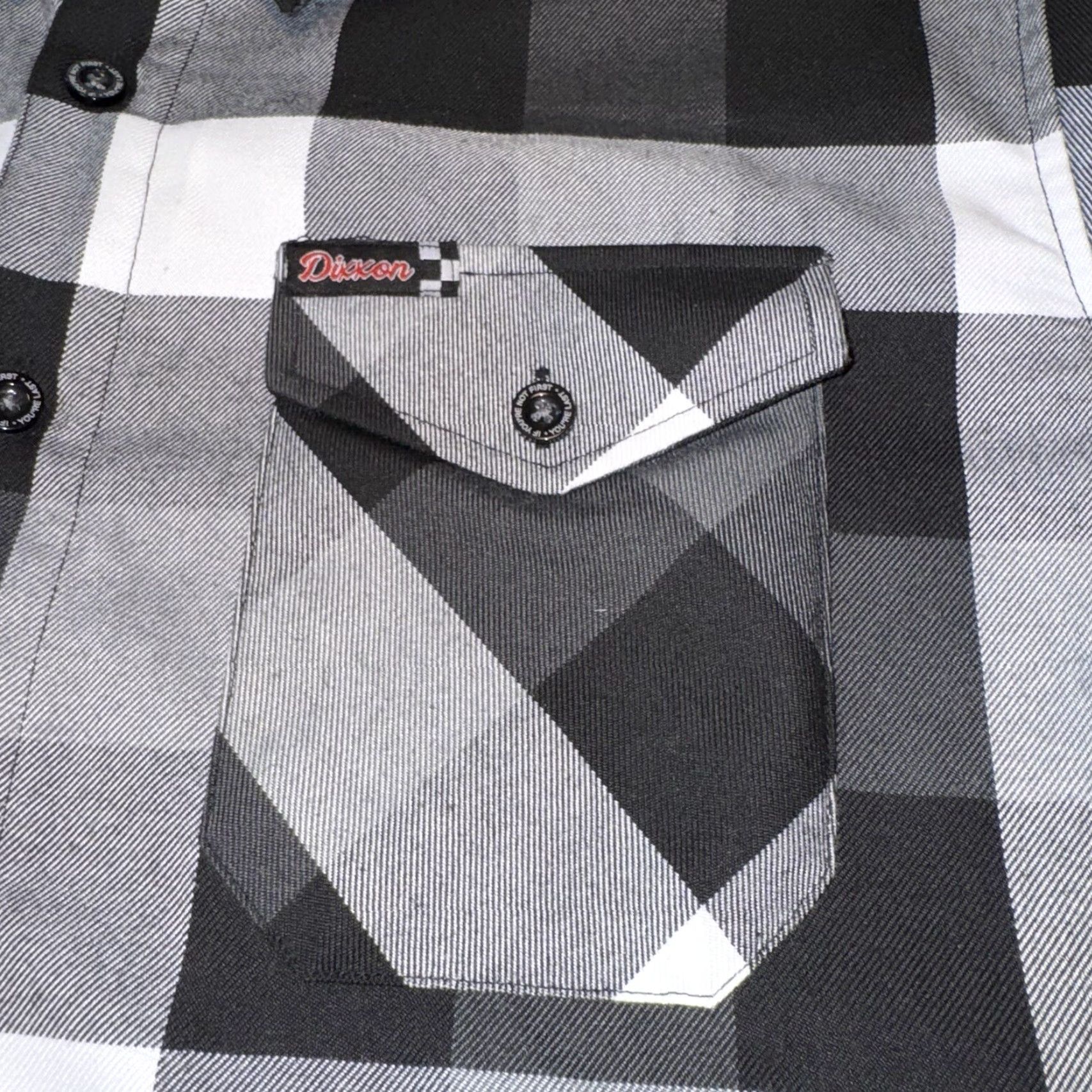 Vintage Dixxon Flannel Finish Line Button Down Shirt Mens Large Plaid Black White Button-Up Casual Travel Long Sleeve Size US L / EU 52-54 / 3 - 3 Thumbnail