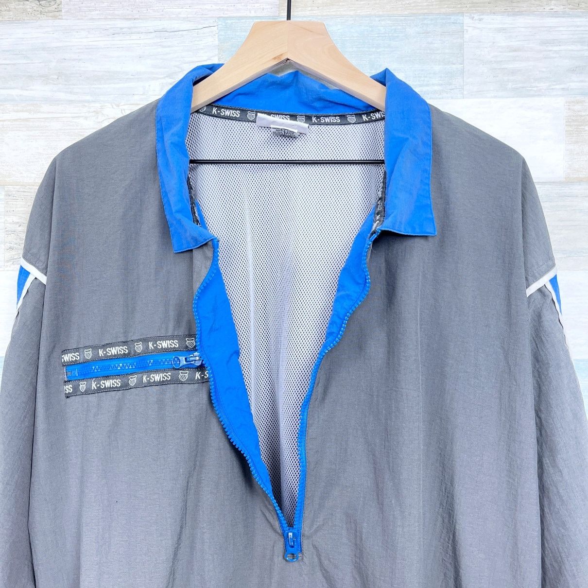 K-Swiss K-Swiss 1/4 Zip Windbreaker Jacket Gray VTG 90s Mens XL Size US XL / EU 56 / 4 - 3 Thumbnail