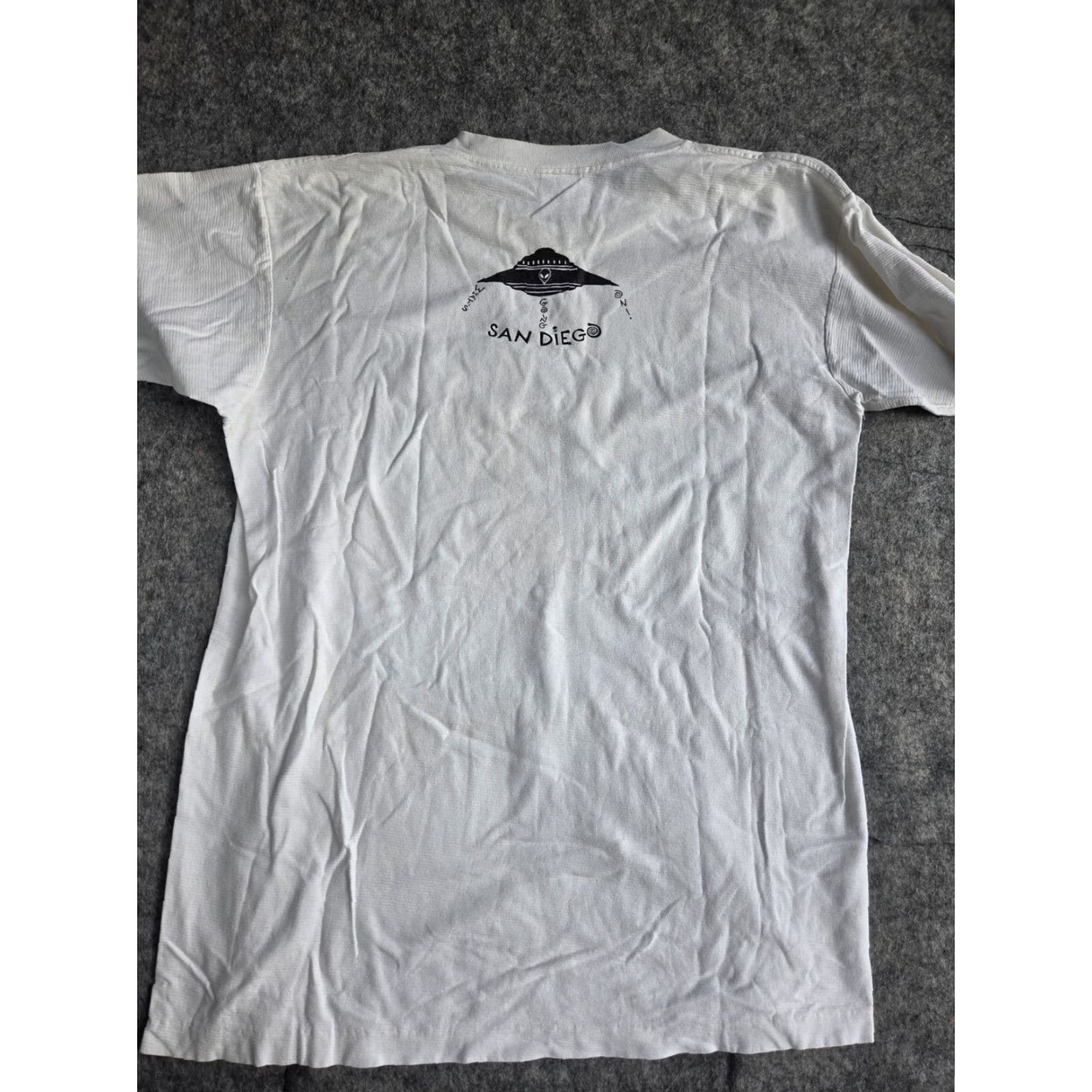 Vintage VINTAGE San Diego Ca What’s Going On Alien Single Stitch T shirt Men’s Large L White Cotton 1990s Graphic Tee Men Size US L / EU 52-54 / 3 - 4 Thumbnail