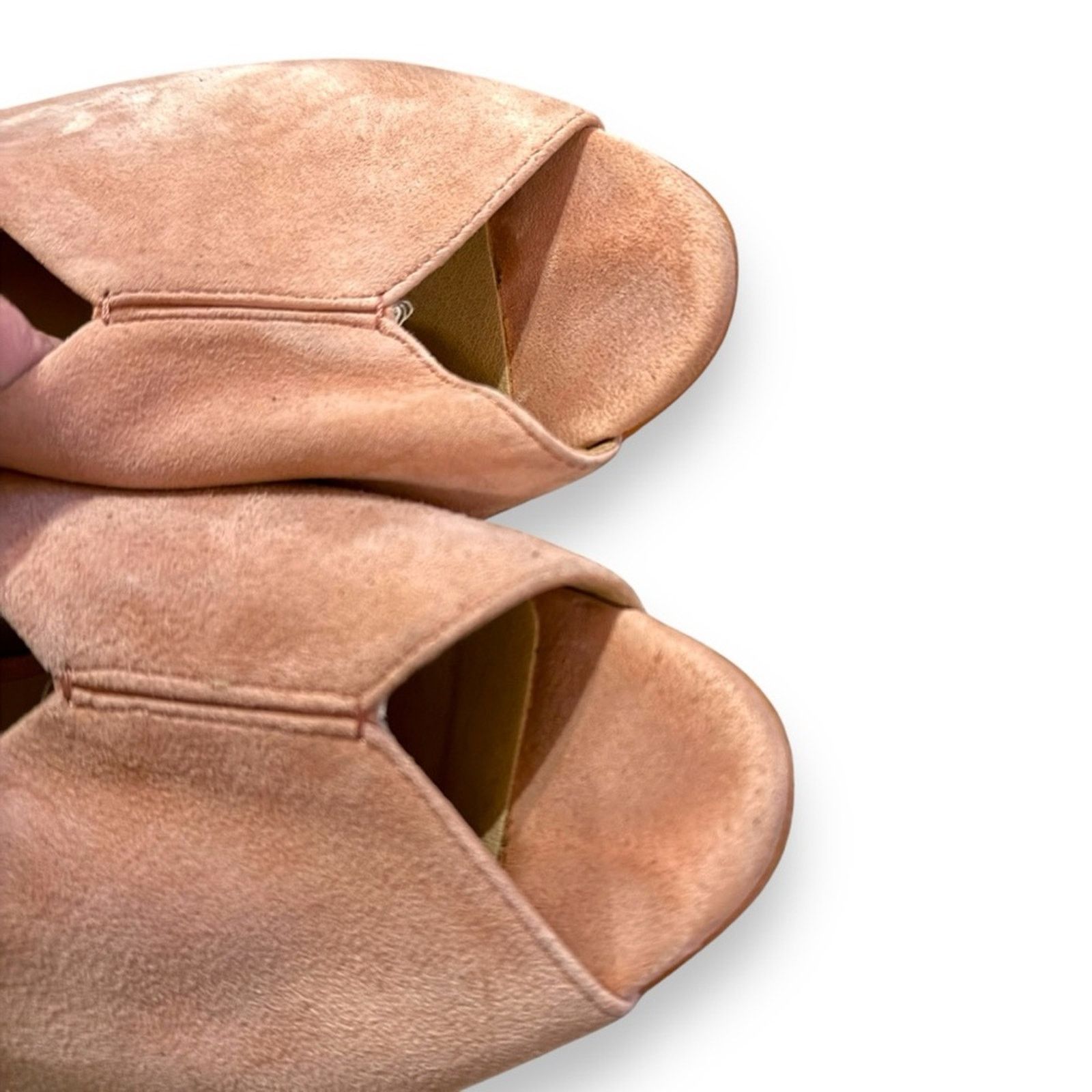 Anthropologie Anthropologie M4d3 Safi Suede Block Peep Toe Slingback Heels Size US 9 / IT 39 - 11 Thumbnail